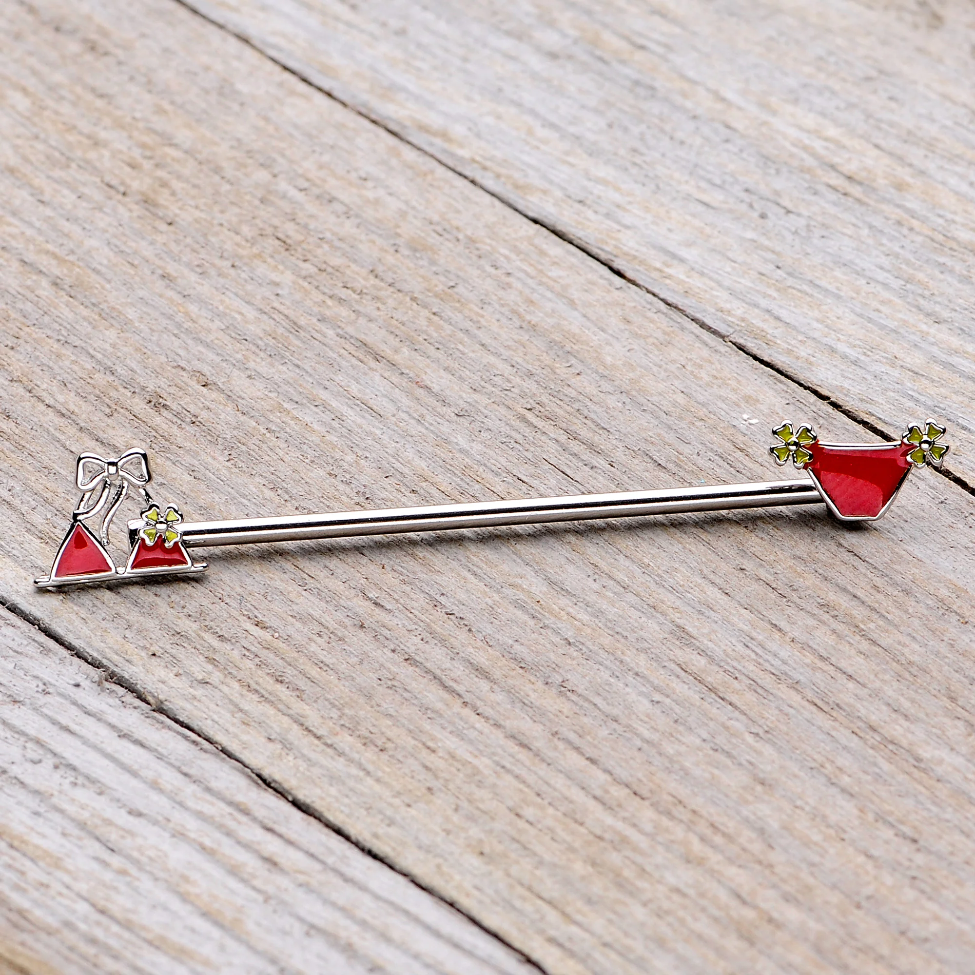 14G Red Itty Bitty Bikini Industrial Barbell 38mm - Image 4