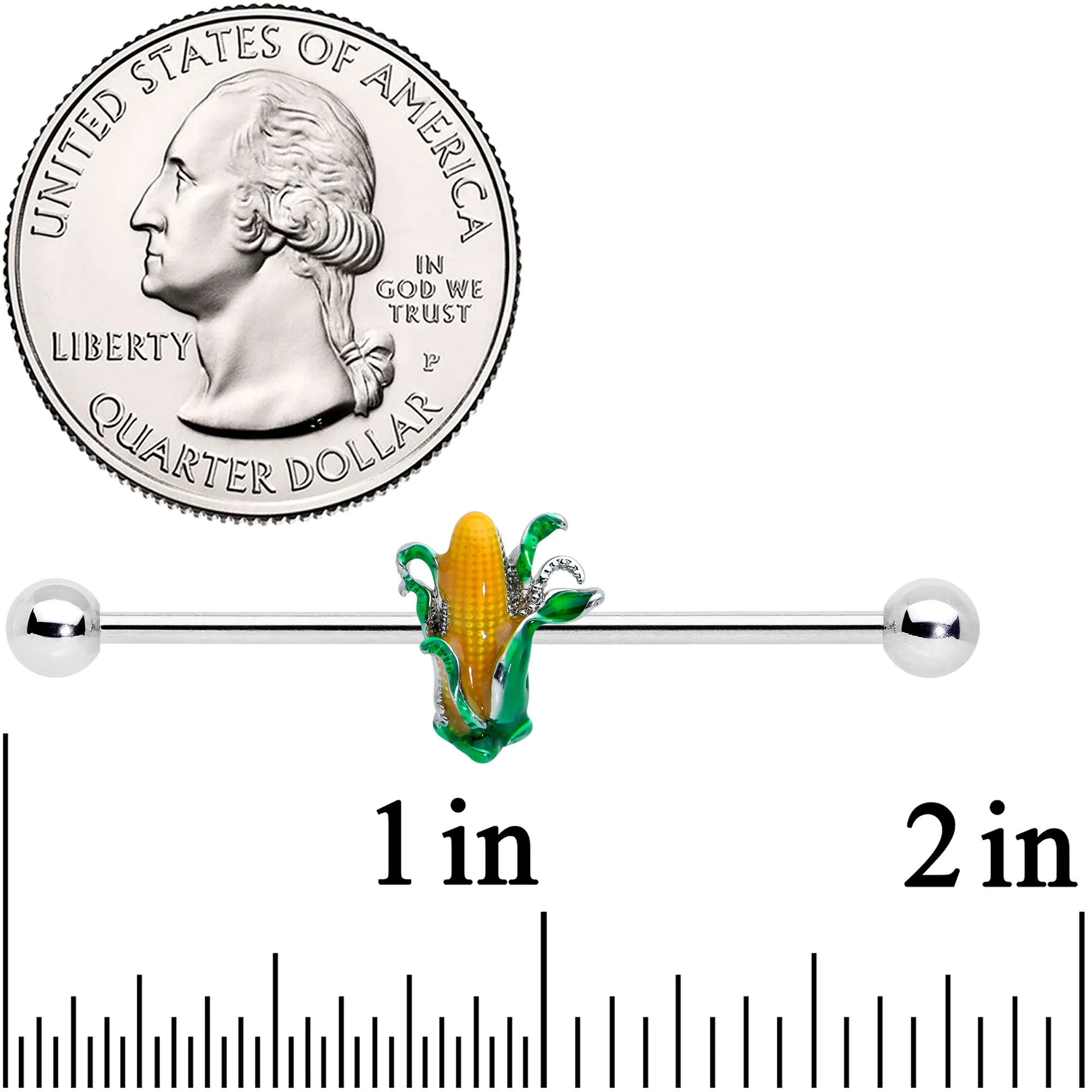 14G Summer Corn on the Cob Industrial Barbell 38mm - Image 2