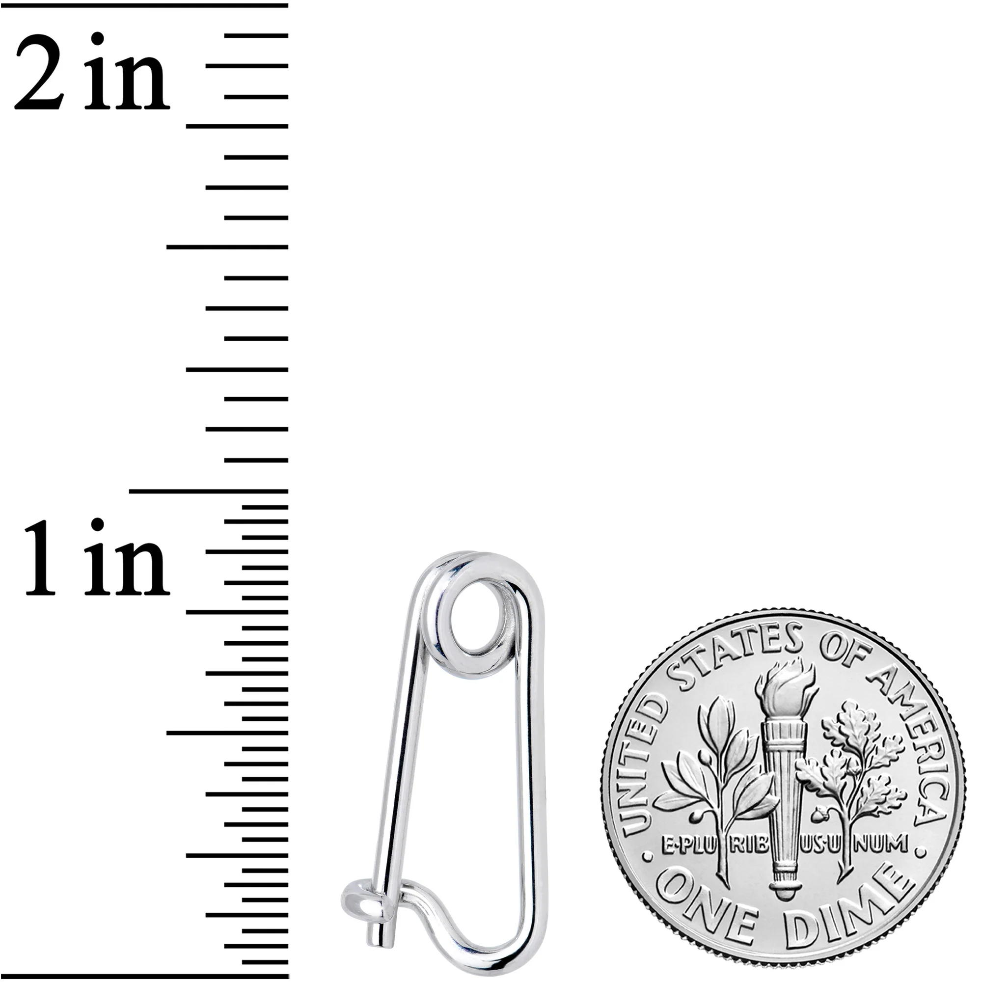 14G Surgical Steel Safety Pin Taper Earring - Image 3