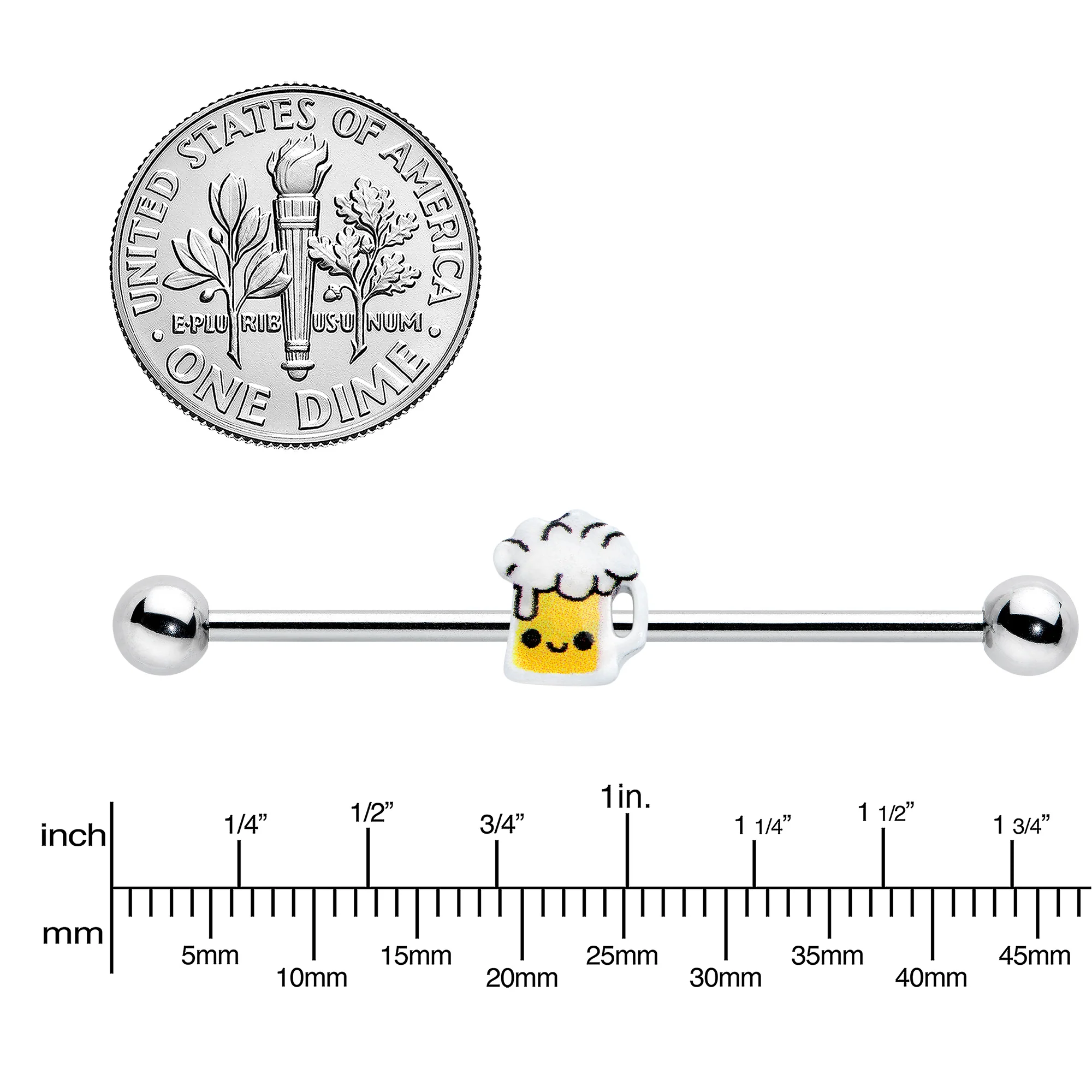 14G Sweet Happy Beer St Patricks Day Industrial Barbell 38mm - Image 3