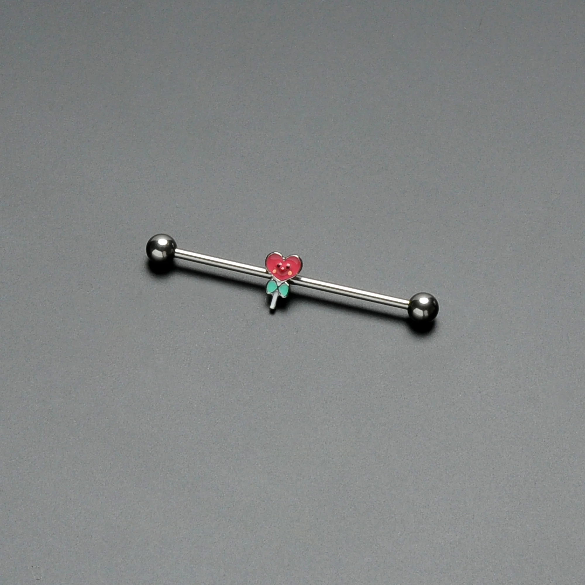 14G Sweet Happy Heart Lollipop Industrial Barbell 38mm - Image 4