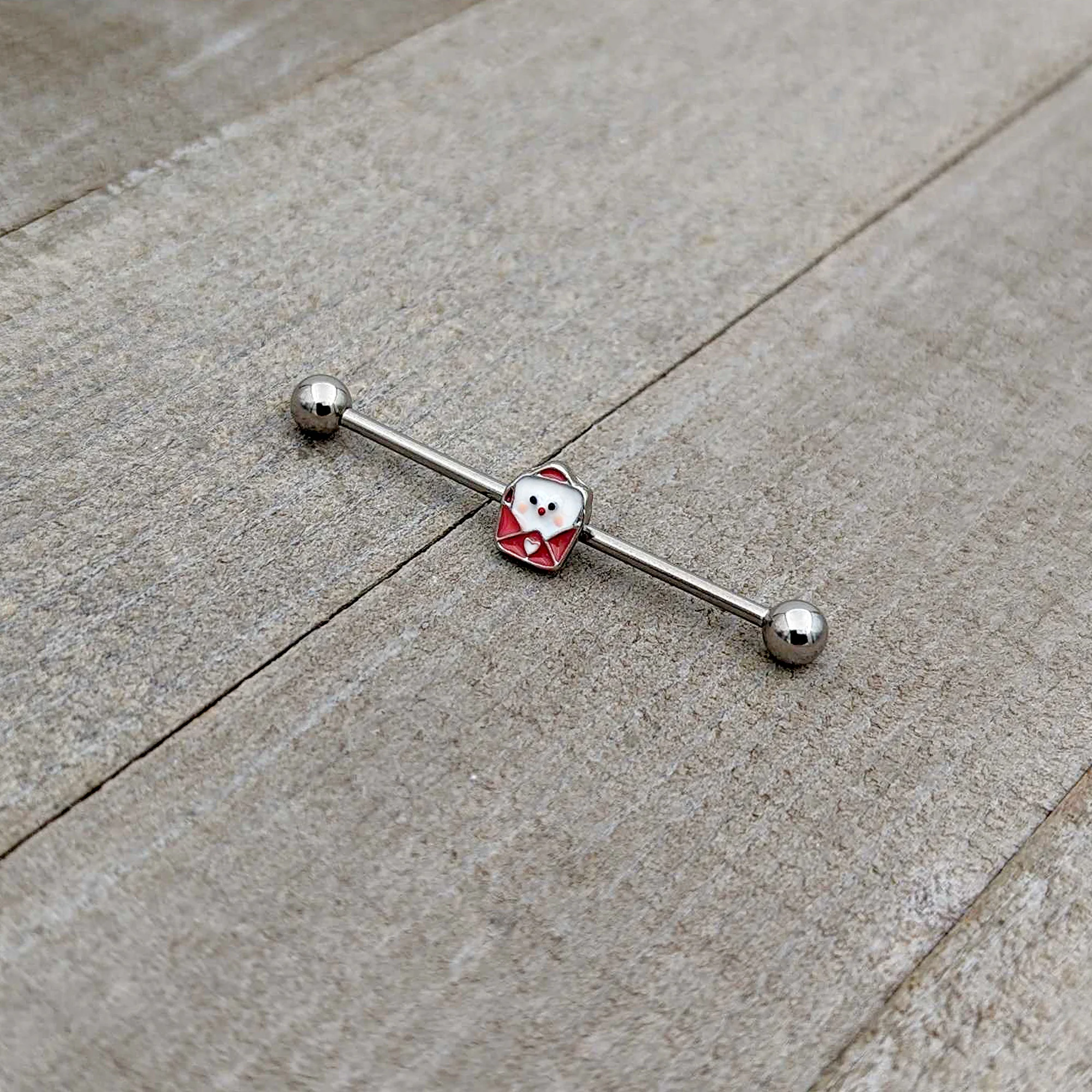 14G Sweet Love Letter Valentine Industrial Barbell 38mm - Image 6