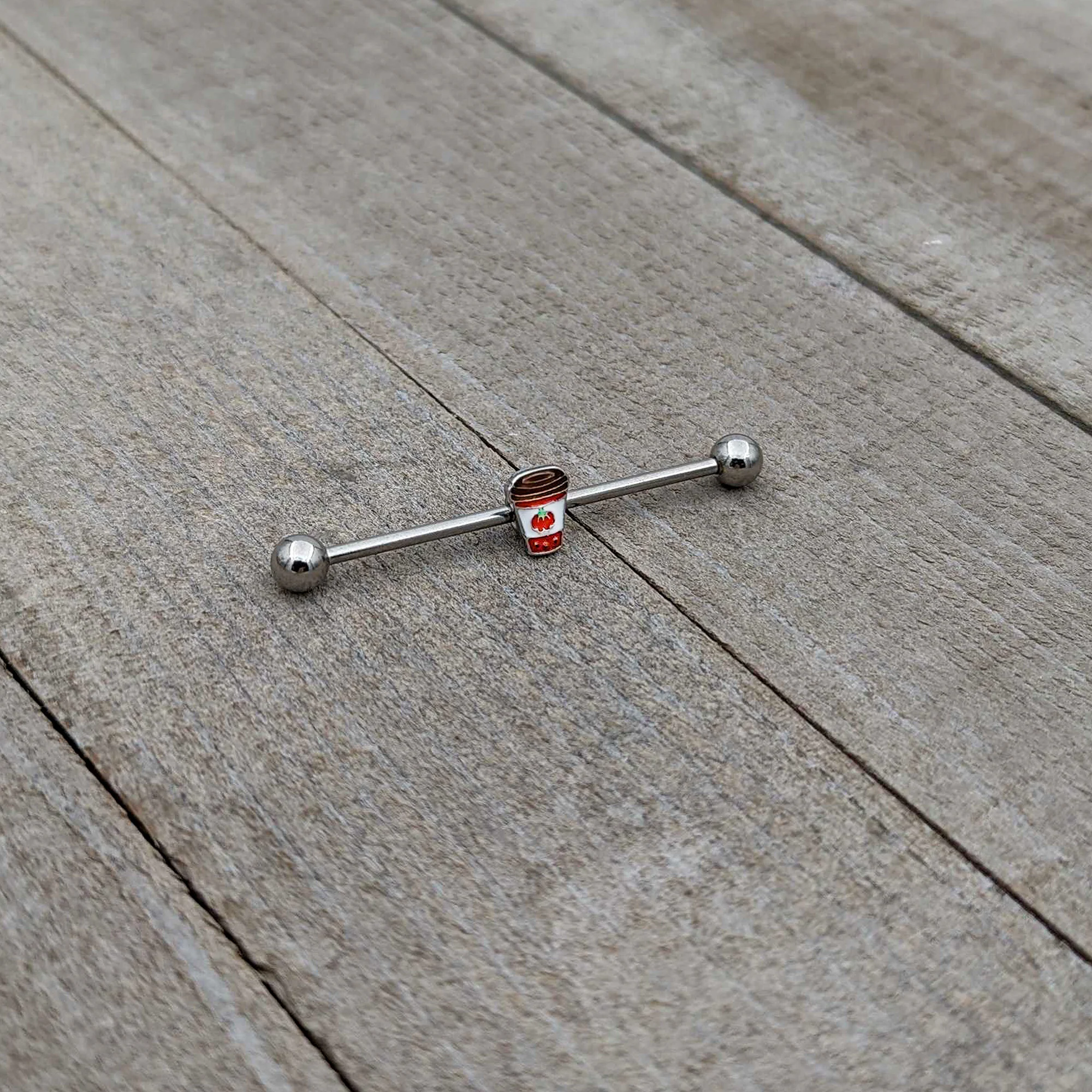 14G Sweet Pumpkin Latte Thanksgiving Industrial Barbell 38mm - Image 6