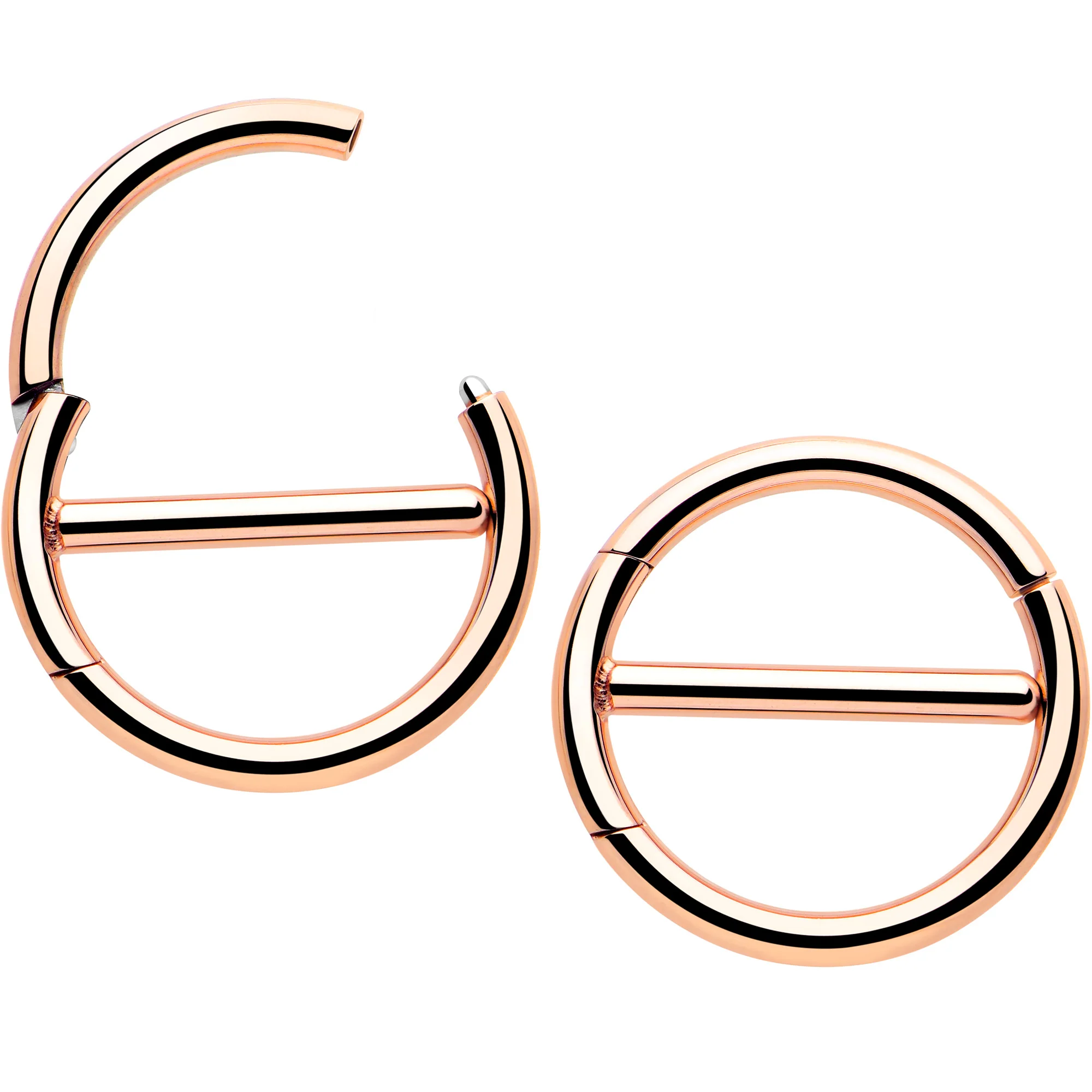 14G 1/2 Rose Gold Tone Dual Hinge Nipple Shield Set - Image 2