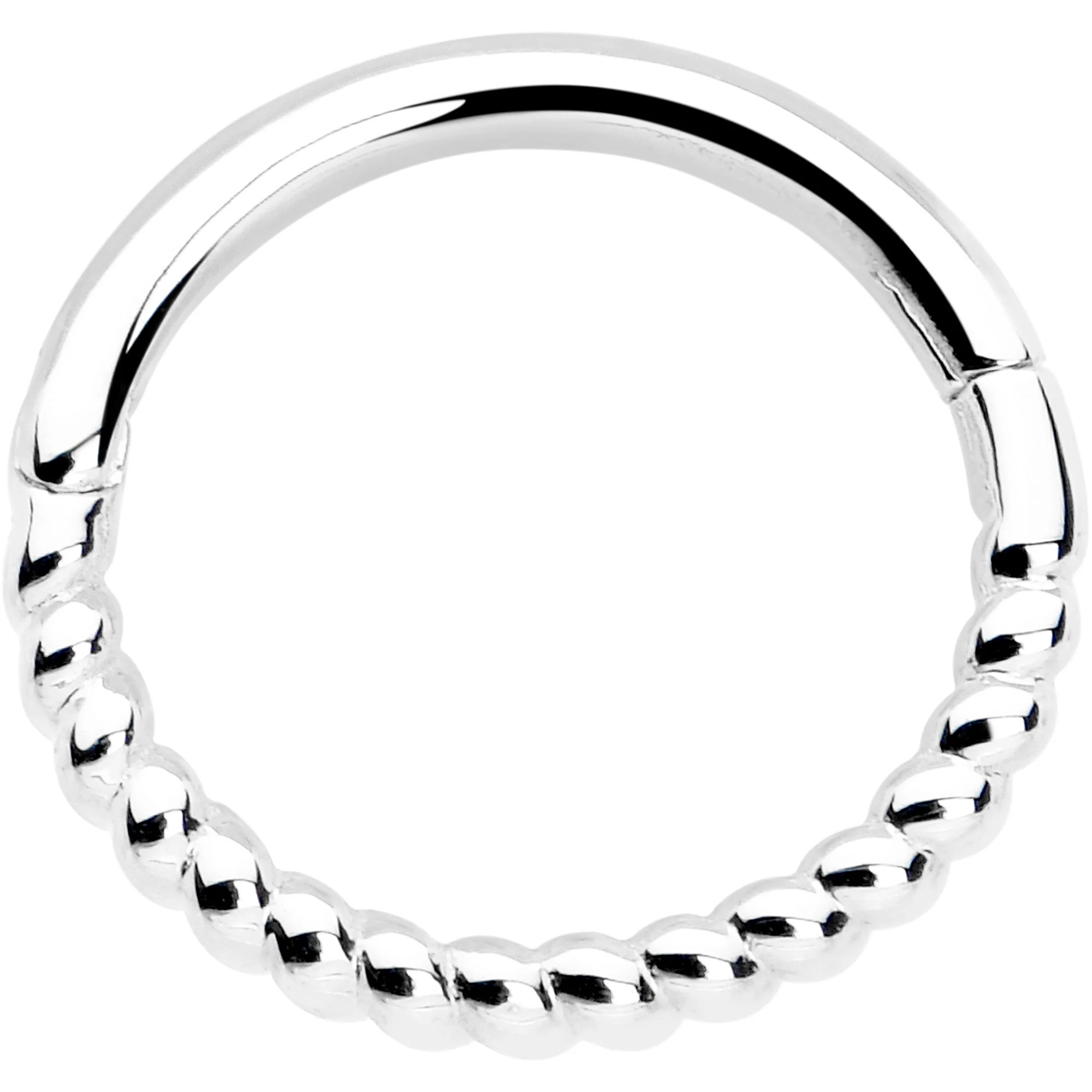 14k Solid White Gold Hinged Segment Ring Forward Facing Twisted 18G 5/16 - Image 4
