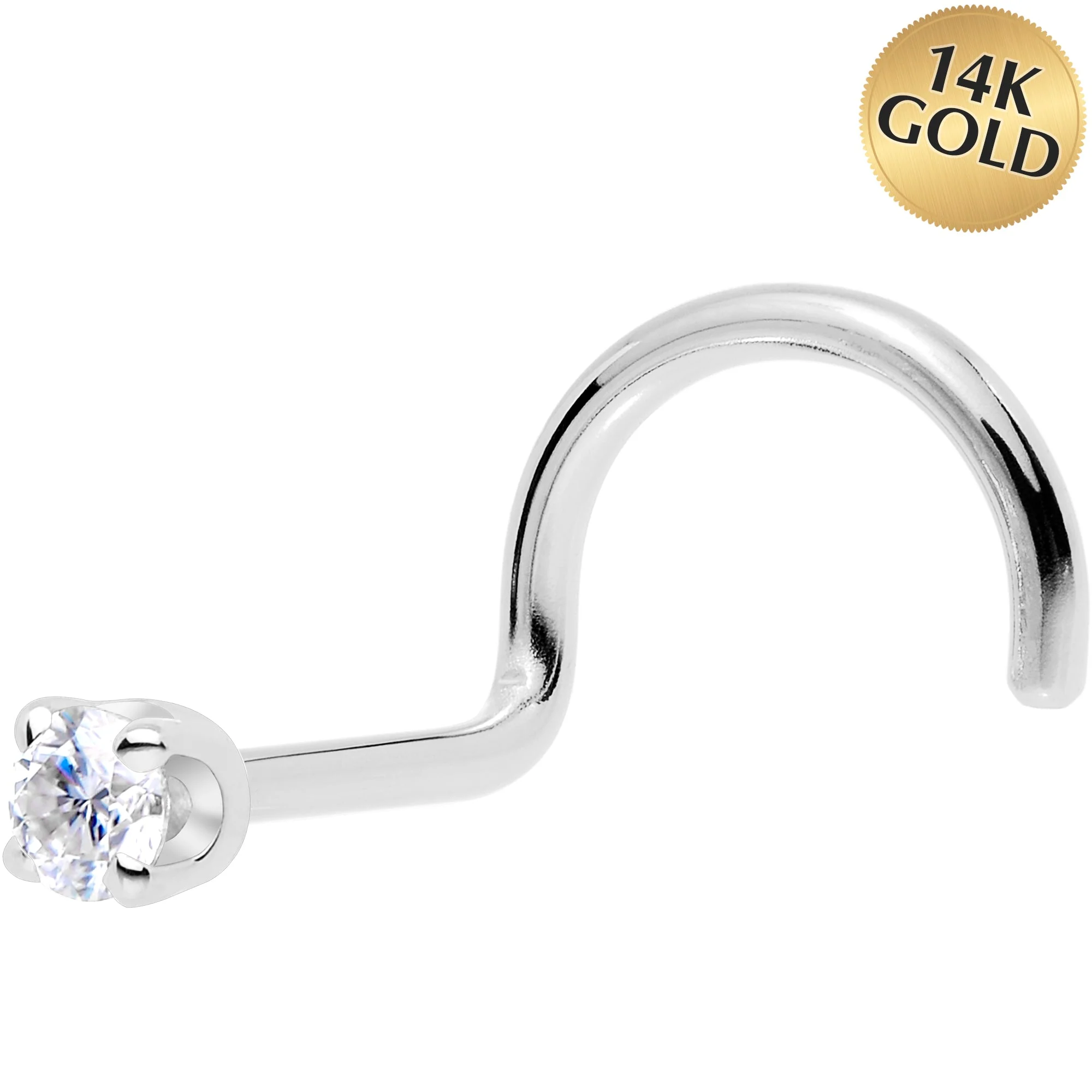 14k White Gold 2mm Lab Grown Diamond Nose Ring - Image 3