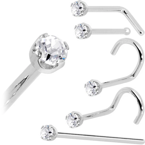 14k White Gold 2mm Moissanite Nose Ring - Image 6