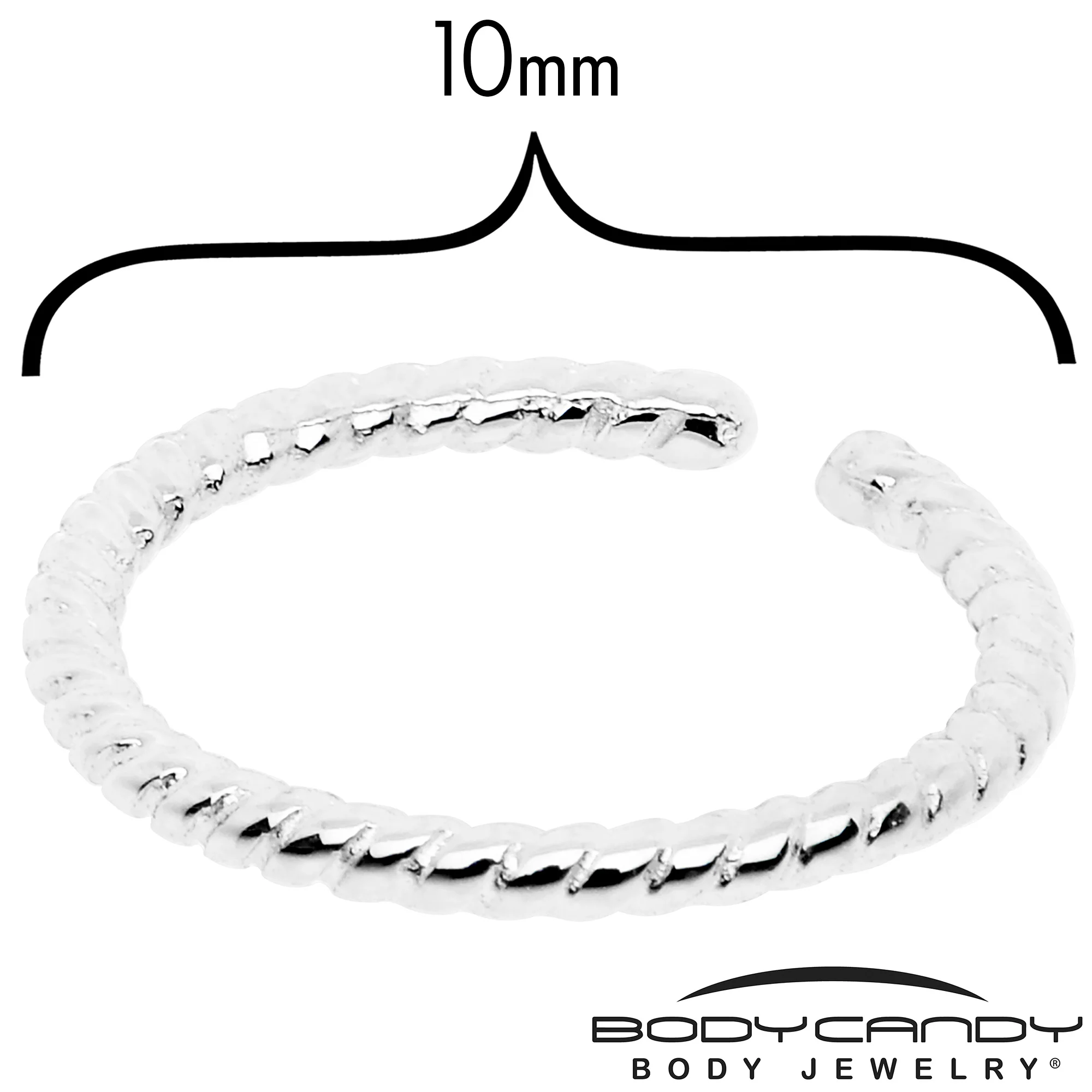 14k White Gold Bendable Nose Hoop 20G 5/16 Twisted - Image 2