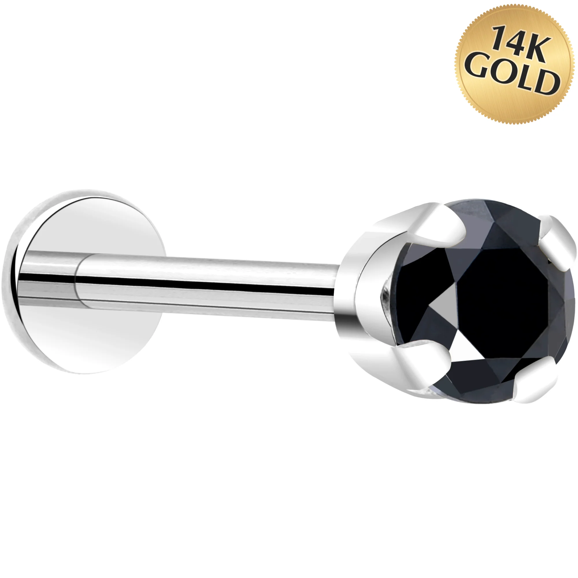 14k White Gold Flat Back Earring with 3mm Cubic Zirconia Handmade - Image 12