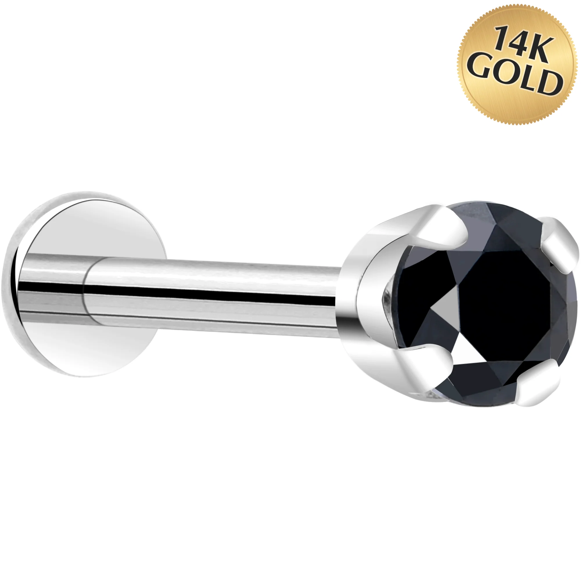 14k White Gold Flat Back Earring with 3mm Cubic Zirconia Handmade - Image 15