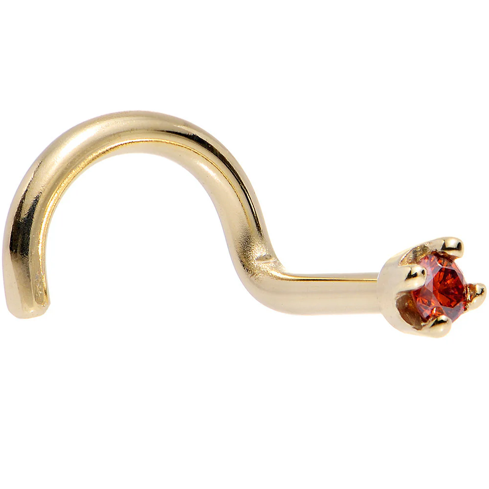 14k Yellow Gold 2mm Lab Grown Red Diamond Nose Ring - Image 3