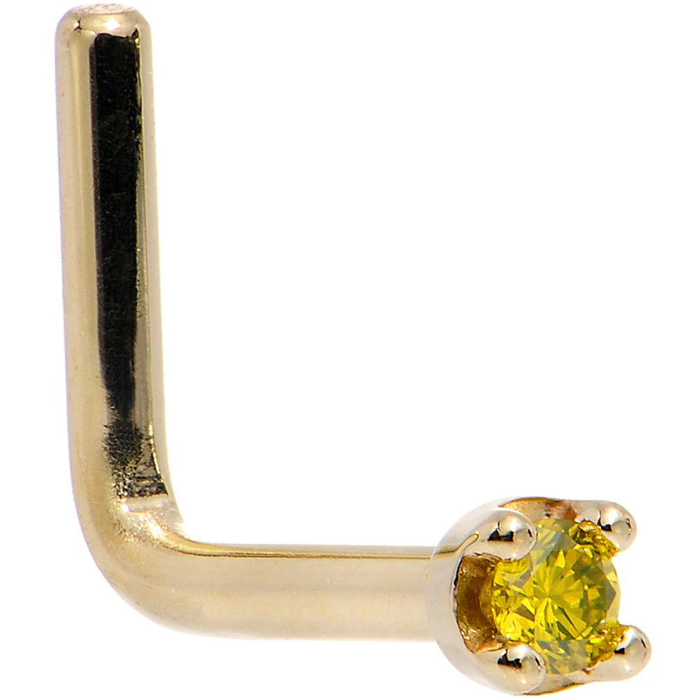 14k Yellow Gold 2mm Lab Grown Yellow Diamond Nose Ring - Image 5