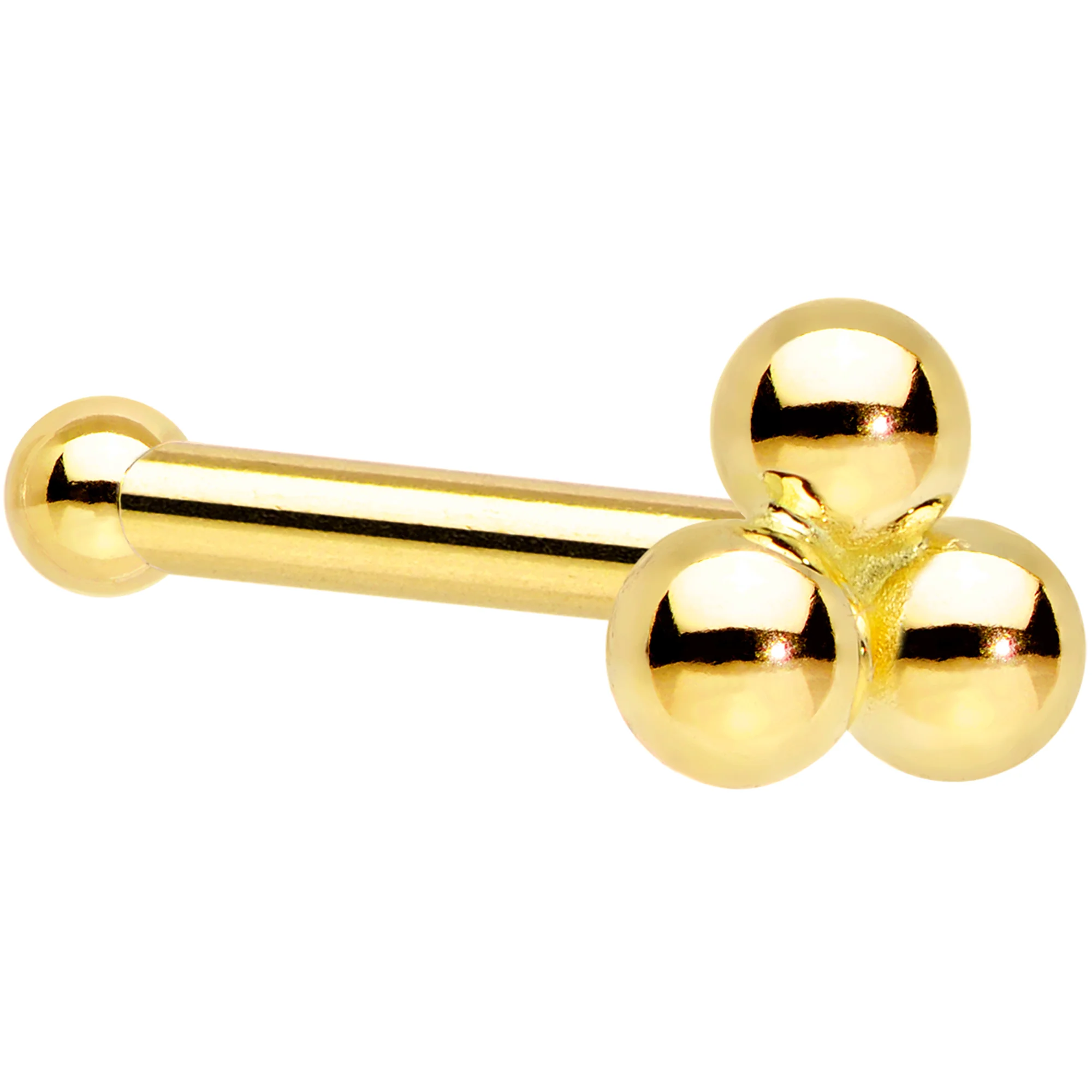 14k Yellow Gold 3mm Trinity Nose Ring - Image 13