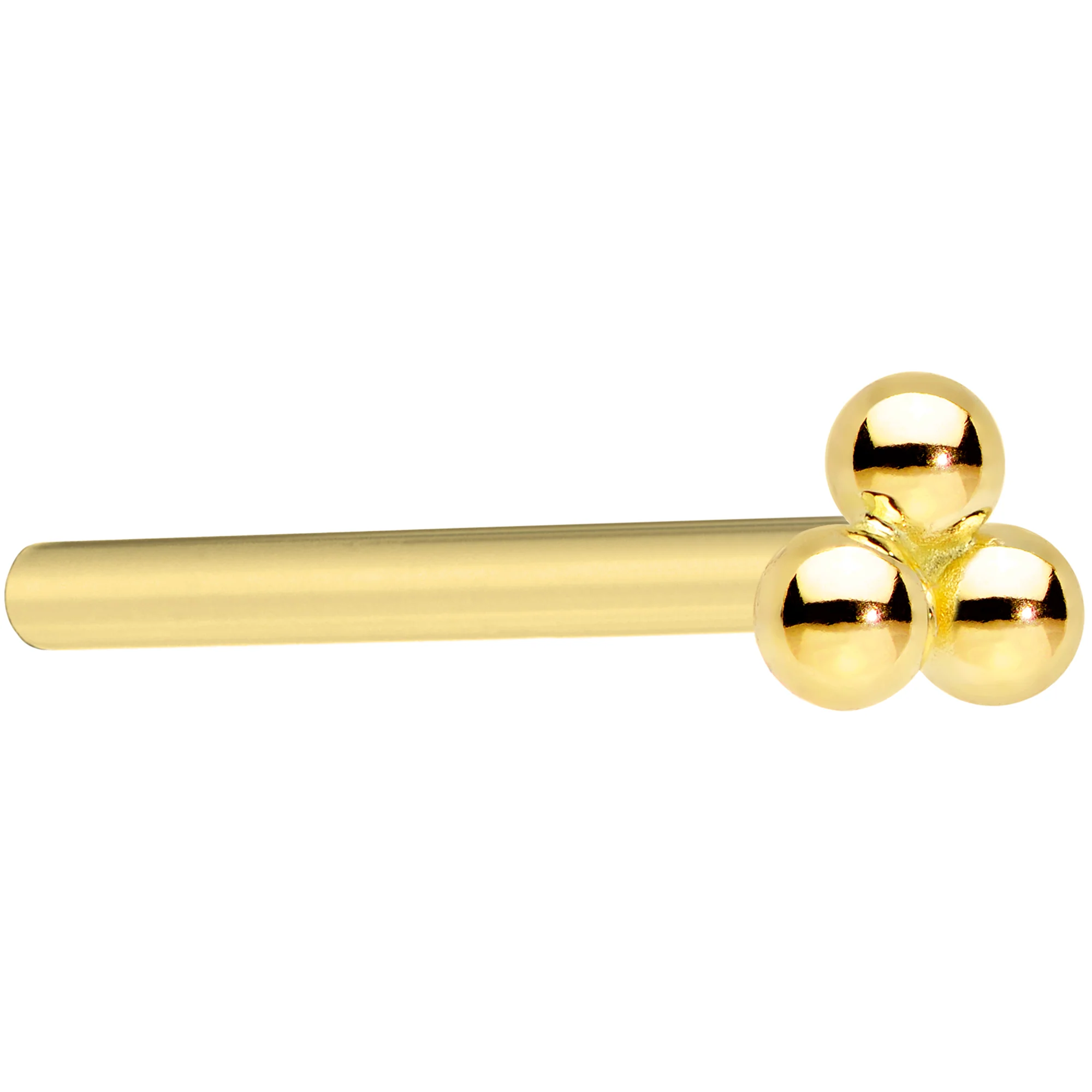 14k Yellow Gold 3mm Trinity Nose Ring - Image 8
