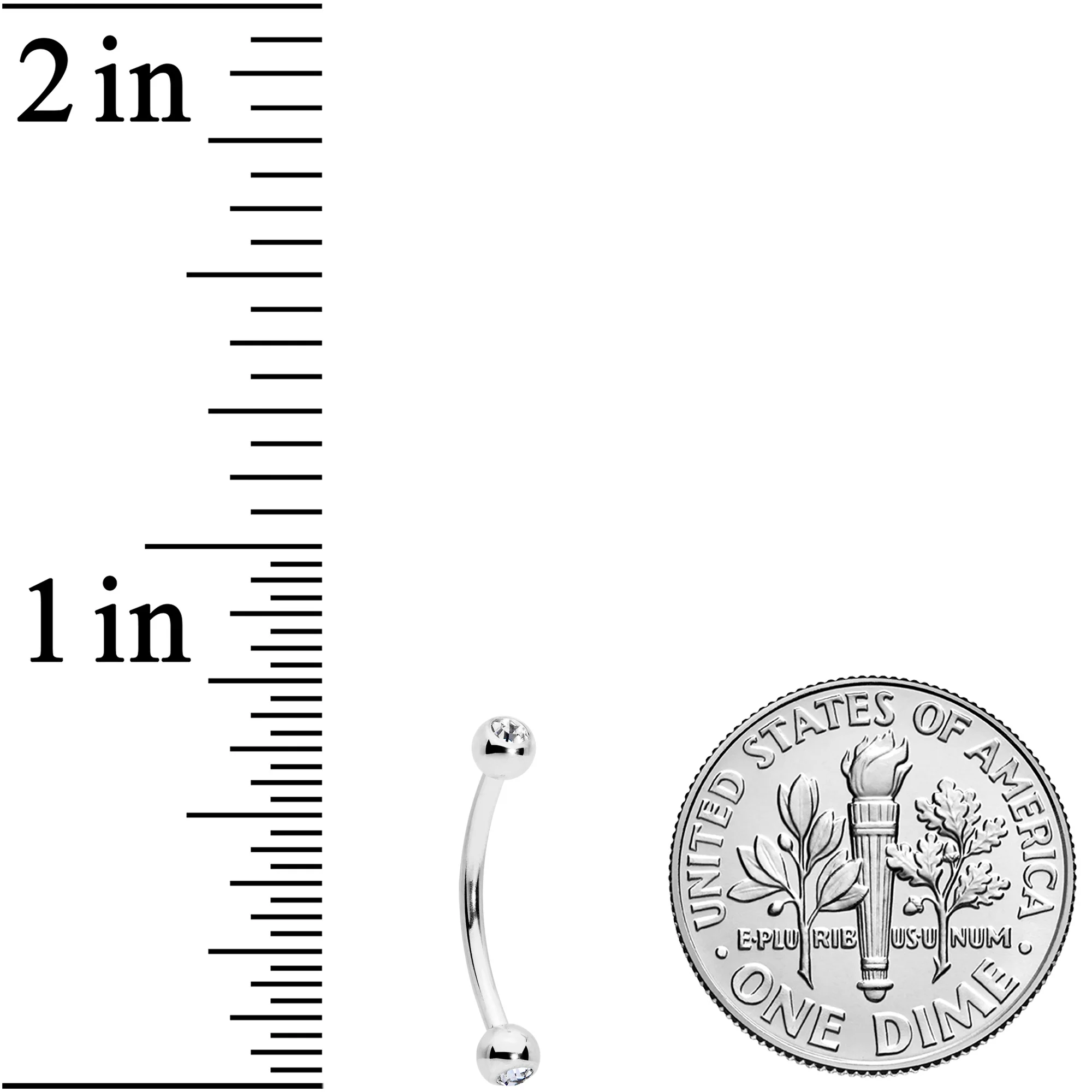 16G 1/2 Clear Gem Ball End Curved Barbell - Image 3