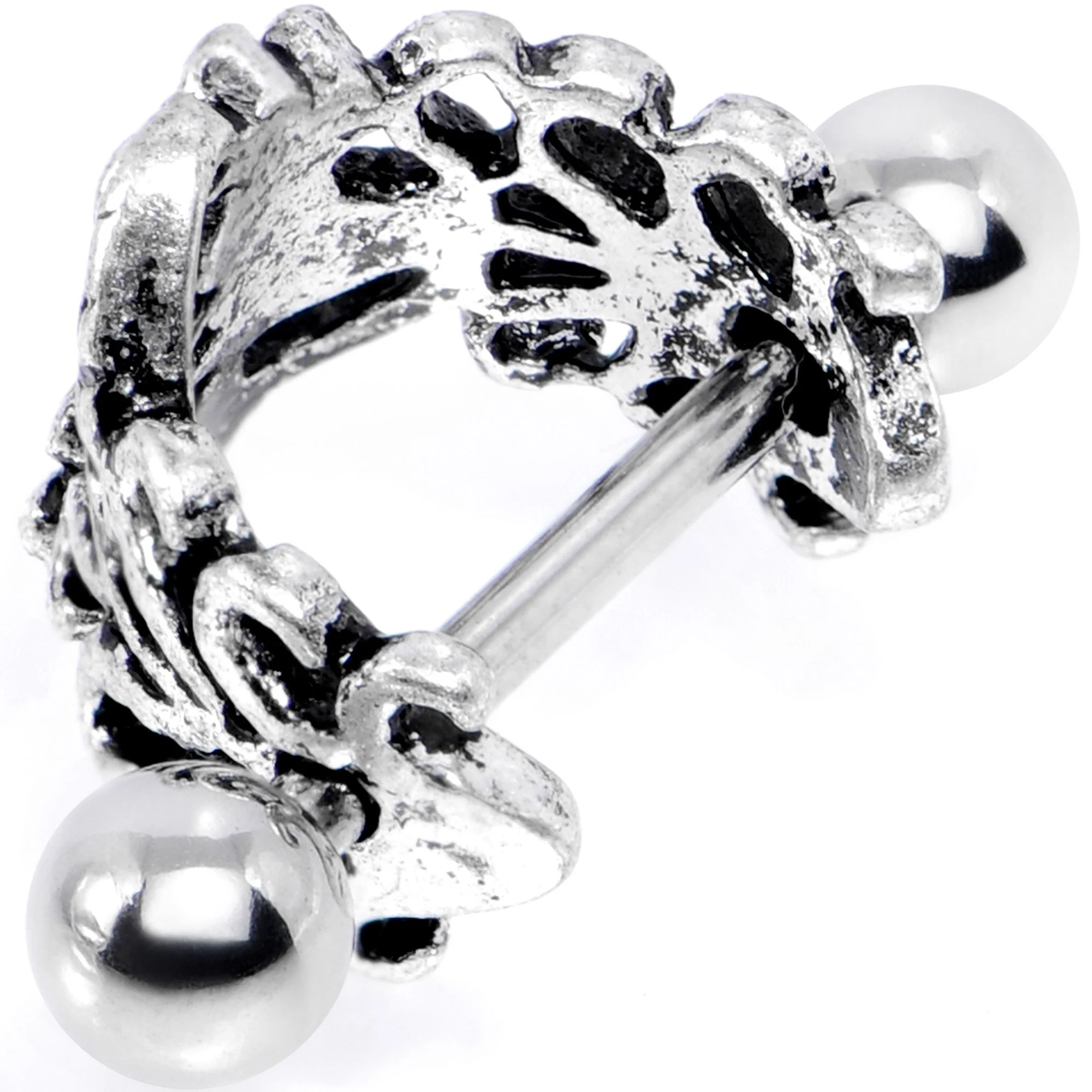 16G 1/2 Clear Gem Double Daisy Flower Cuff Cartilage Earring - Image 3