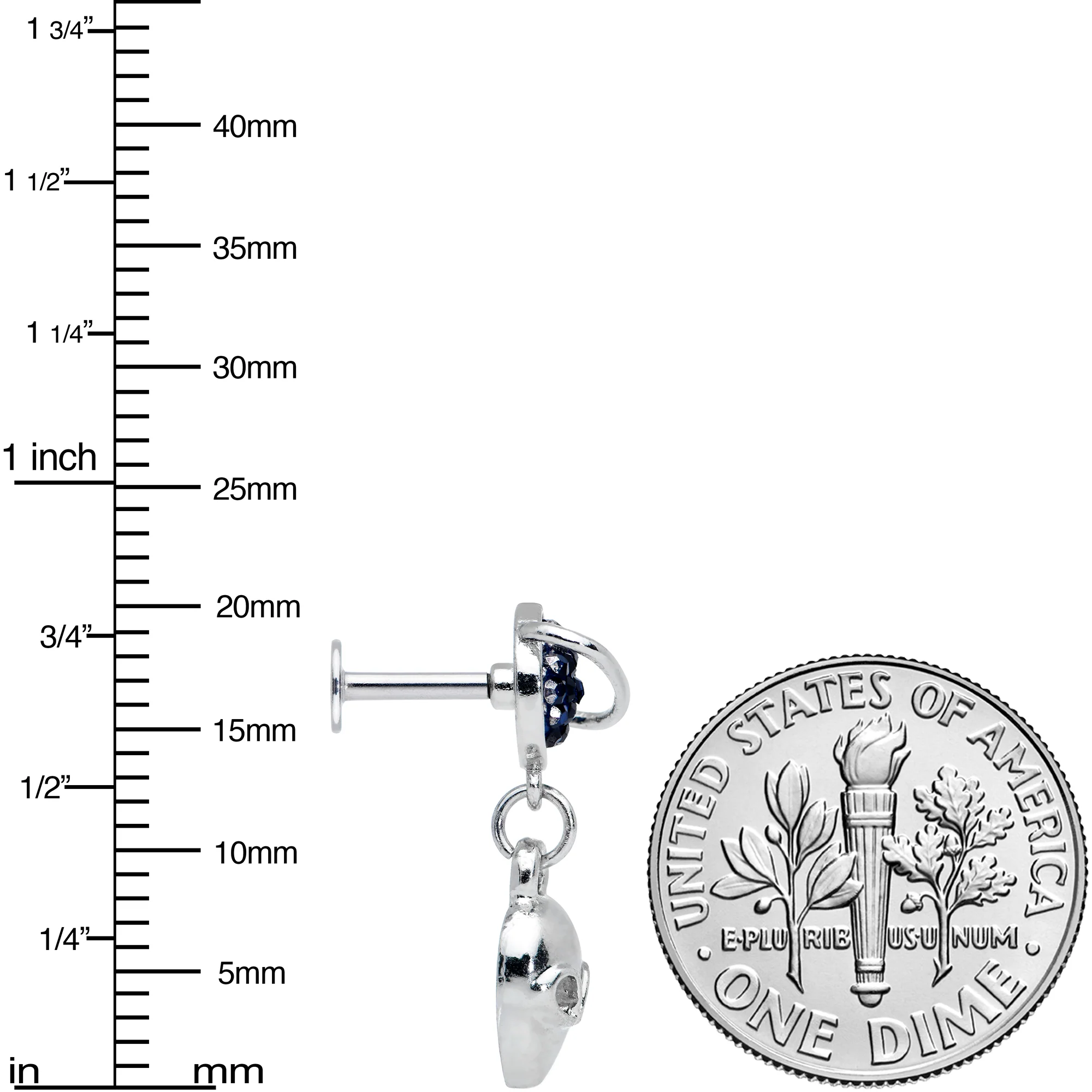 16G 1/4 Alien Blue Planet Dangle Labret Monroe Tragus - Image 4