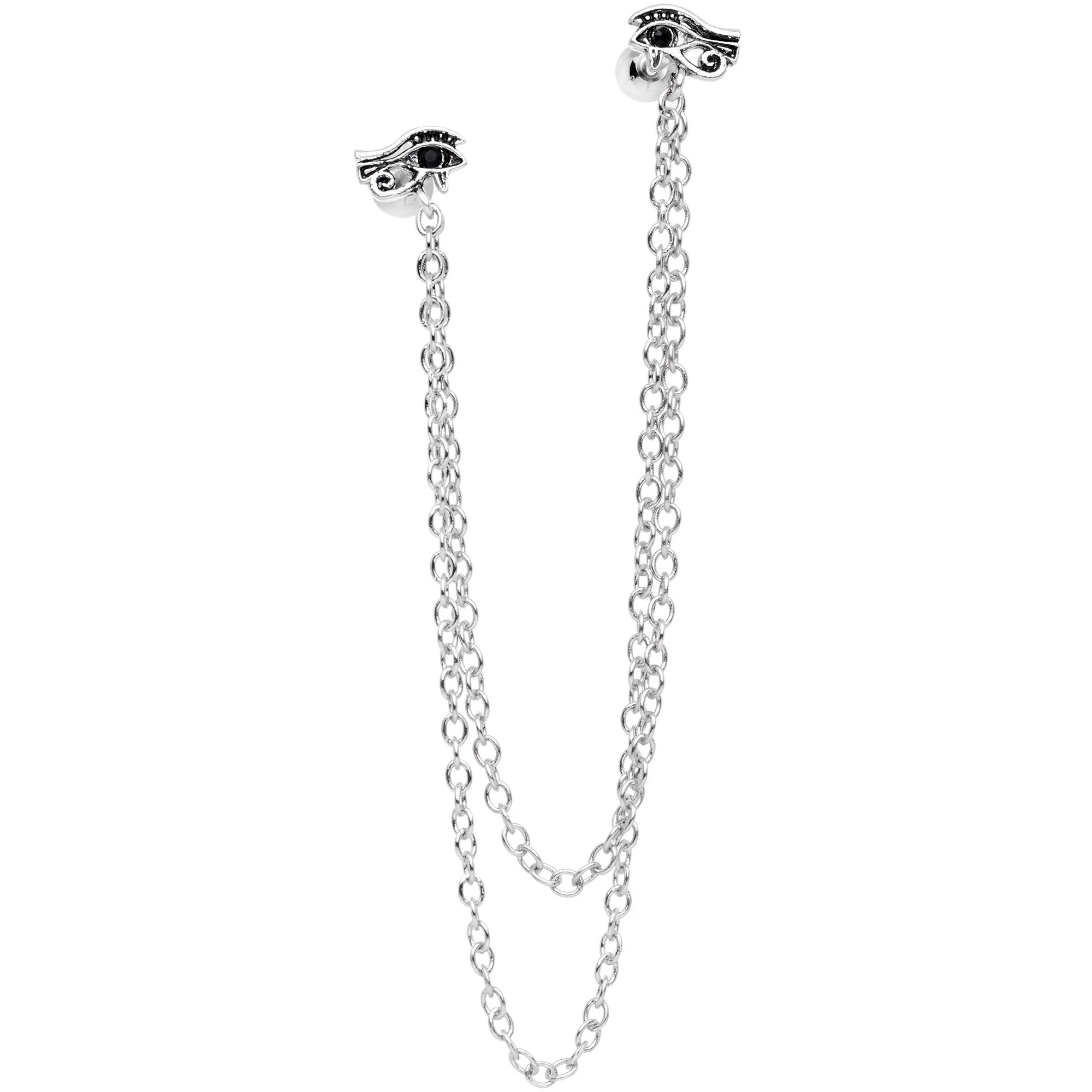 16G 1/4 Ancient Egyptian Eye of Horus Cartilage Chain Earring - Image 2