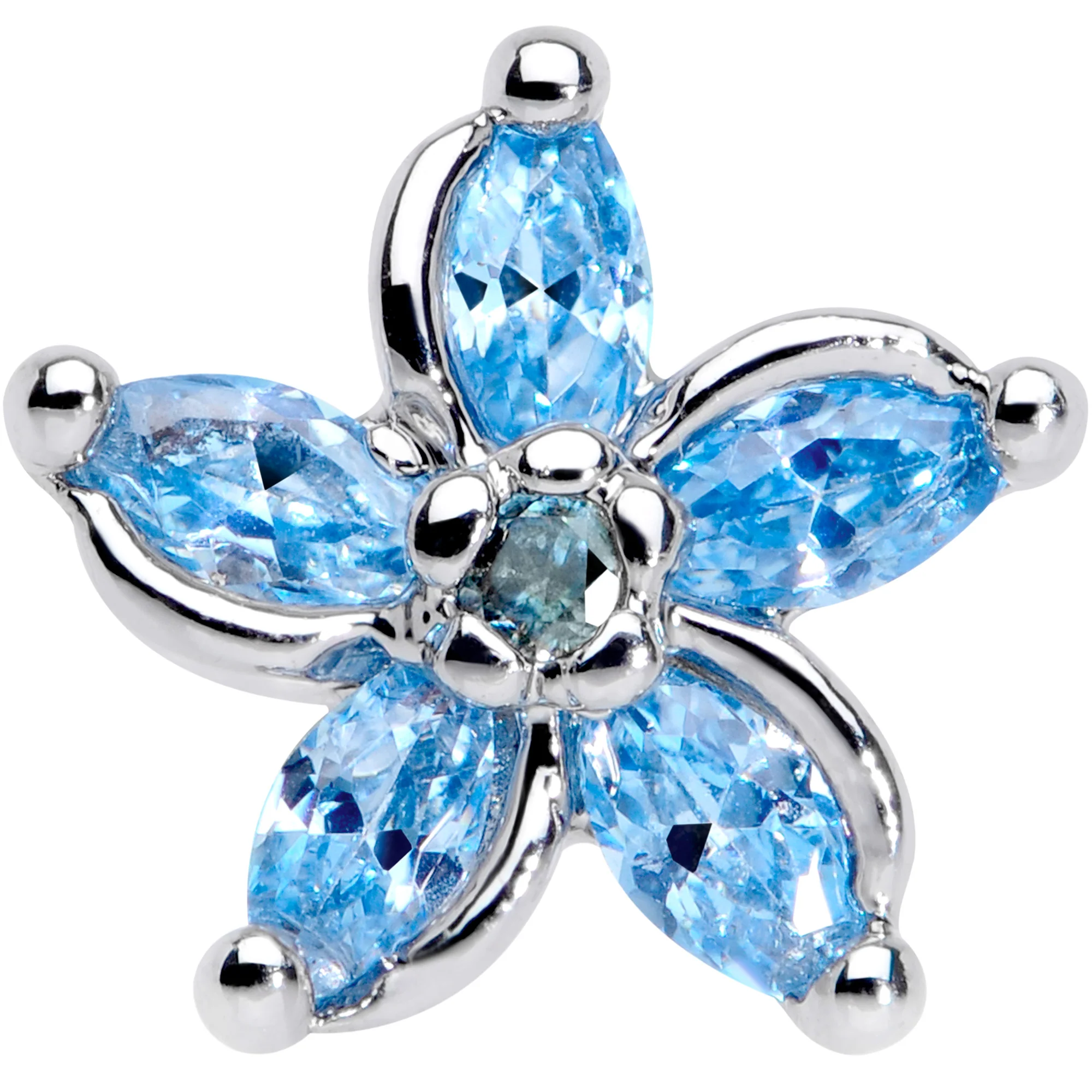 16G 1/4 Aqua Gem Pretty Petals Flower Cartilage Tragus Earring - Image 2