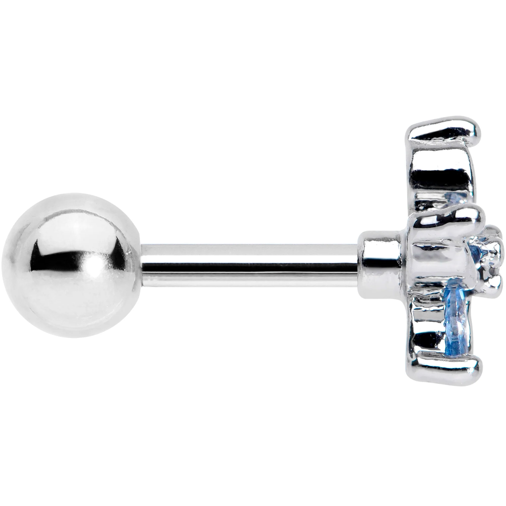 16G 1/4 Aqua Gem Pretty Petals Flower Cartilage Tragus Earring - Image 3