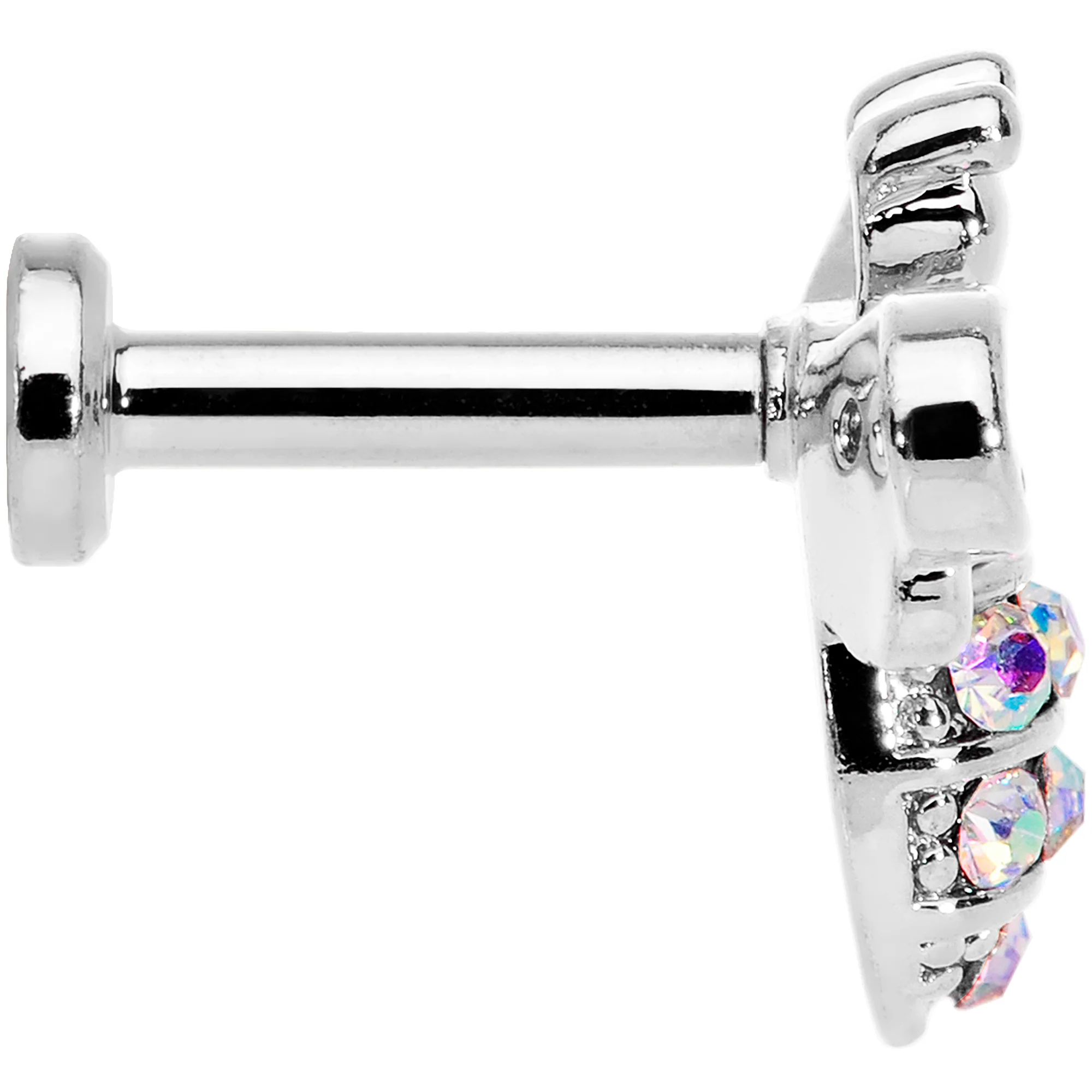 16G 1/4 Aurora CZ Gem Beauty Bee Internally Threaded Labret - Image 3