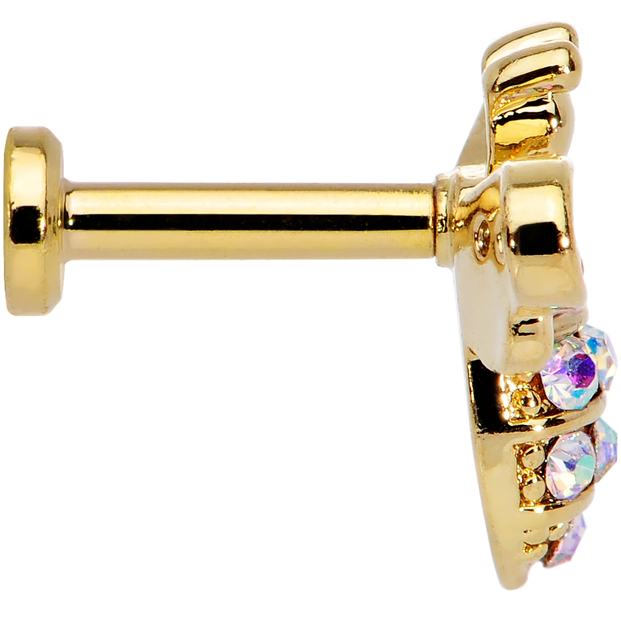 16G 1/4 Aurora CZ Gem Gold Hue Beauty Bee Internal Thread Labret - Image 3