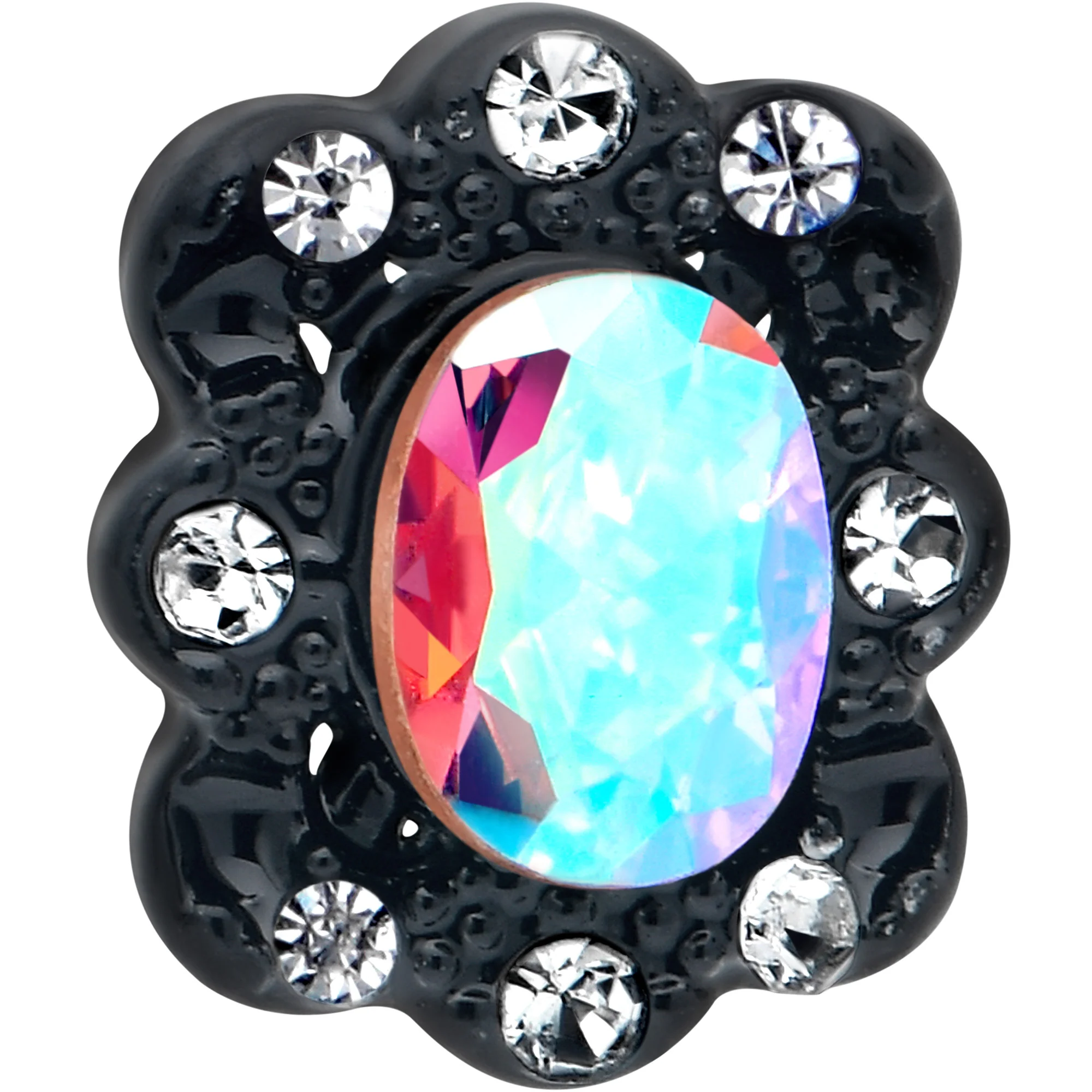 16G 1/4 Aurora Gem Black Filigree Fantasy Cartilage Tragus Earring - Image 3