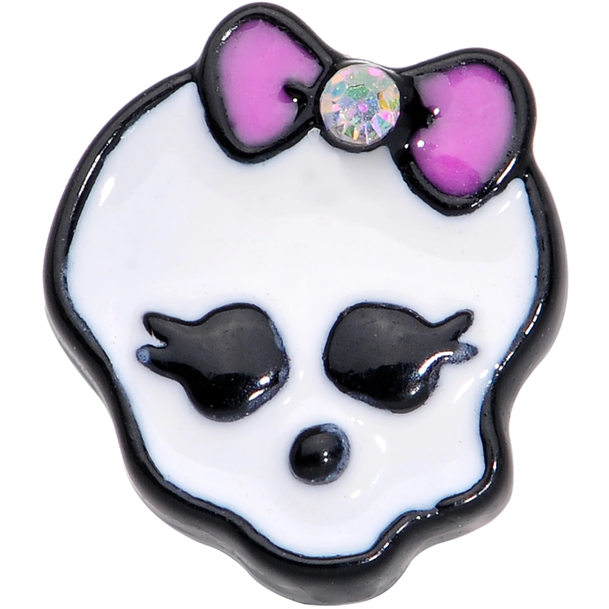 16G 1/4 Aurora Gem Black Kawaii Skull Cartilage Tragus Earring - Image 2