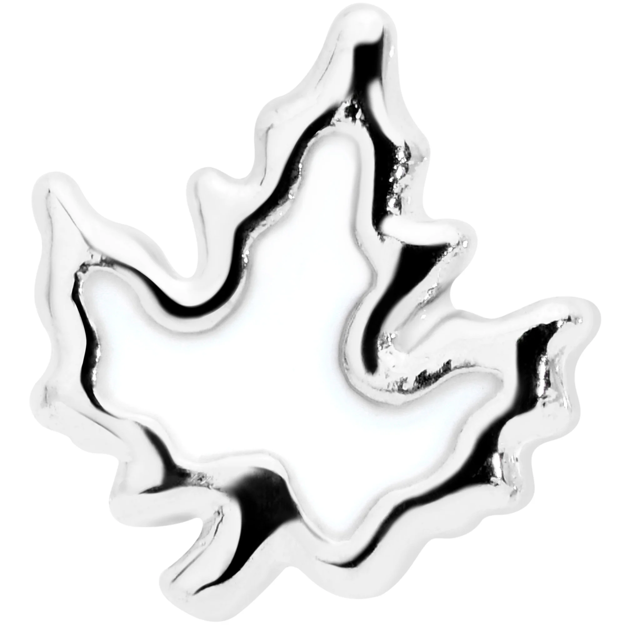 16G 1/4 Autumn White Maple Leaf Cartilage Tragus Earring - Image 2