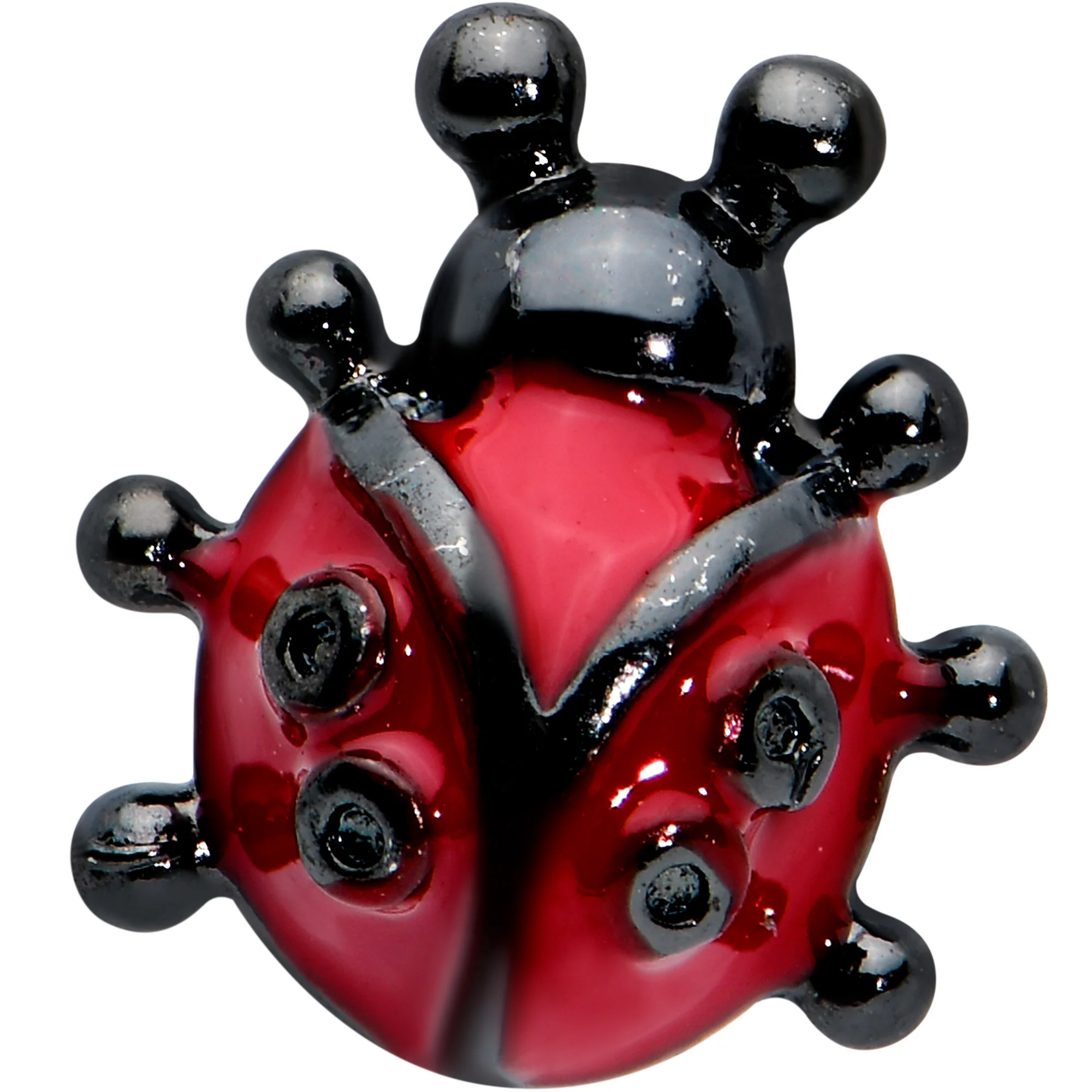 16G 1/4 Black Classic Ladybug Cartilage Tragus Earring - Image 2