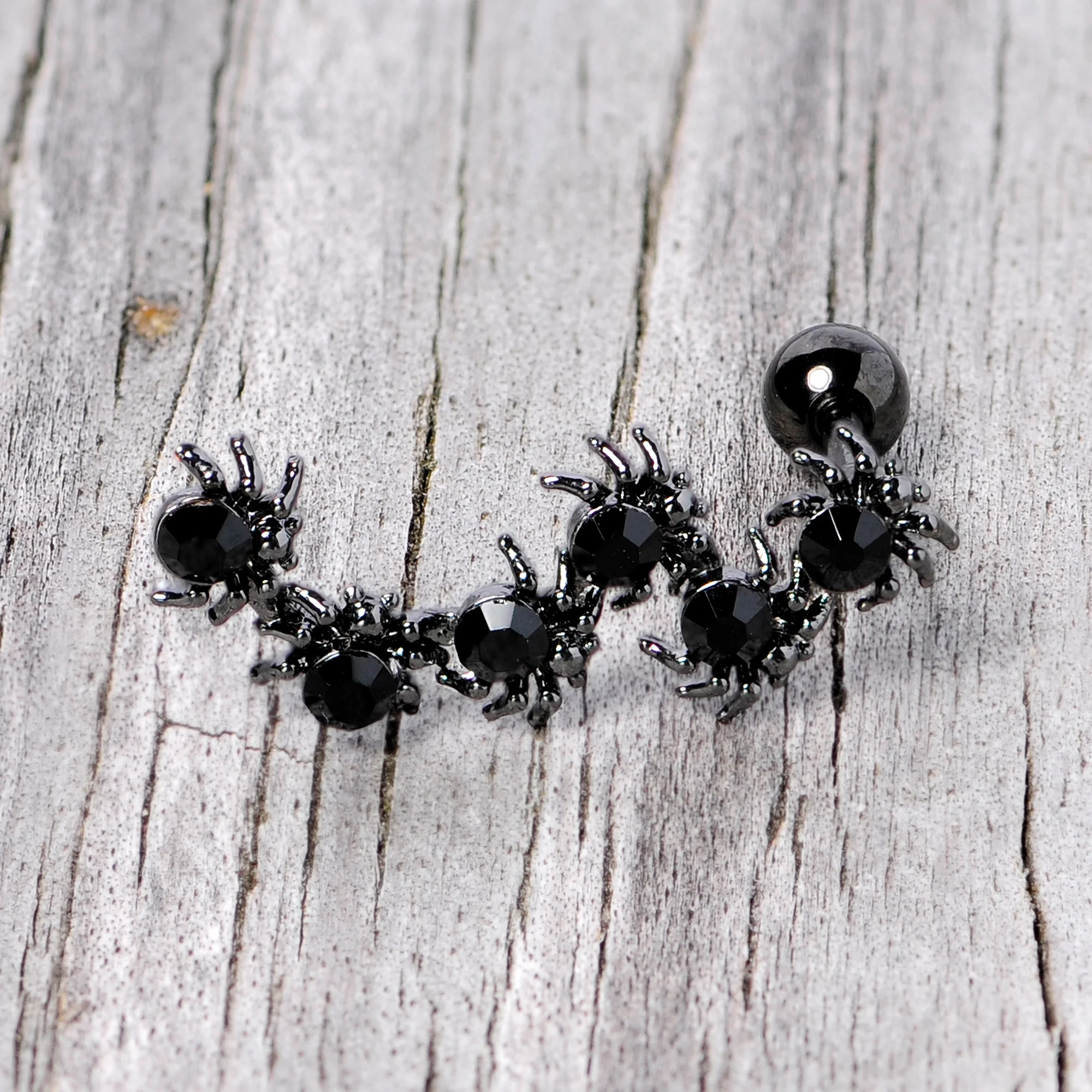 16G 1/4 Black CZ Gem Black Spider Halloween Cartilage Tragus - Image 4
