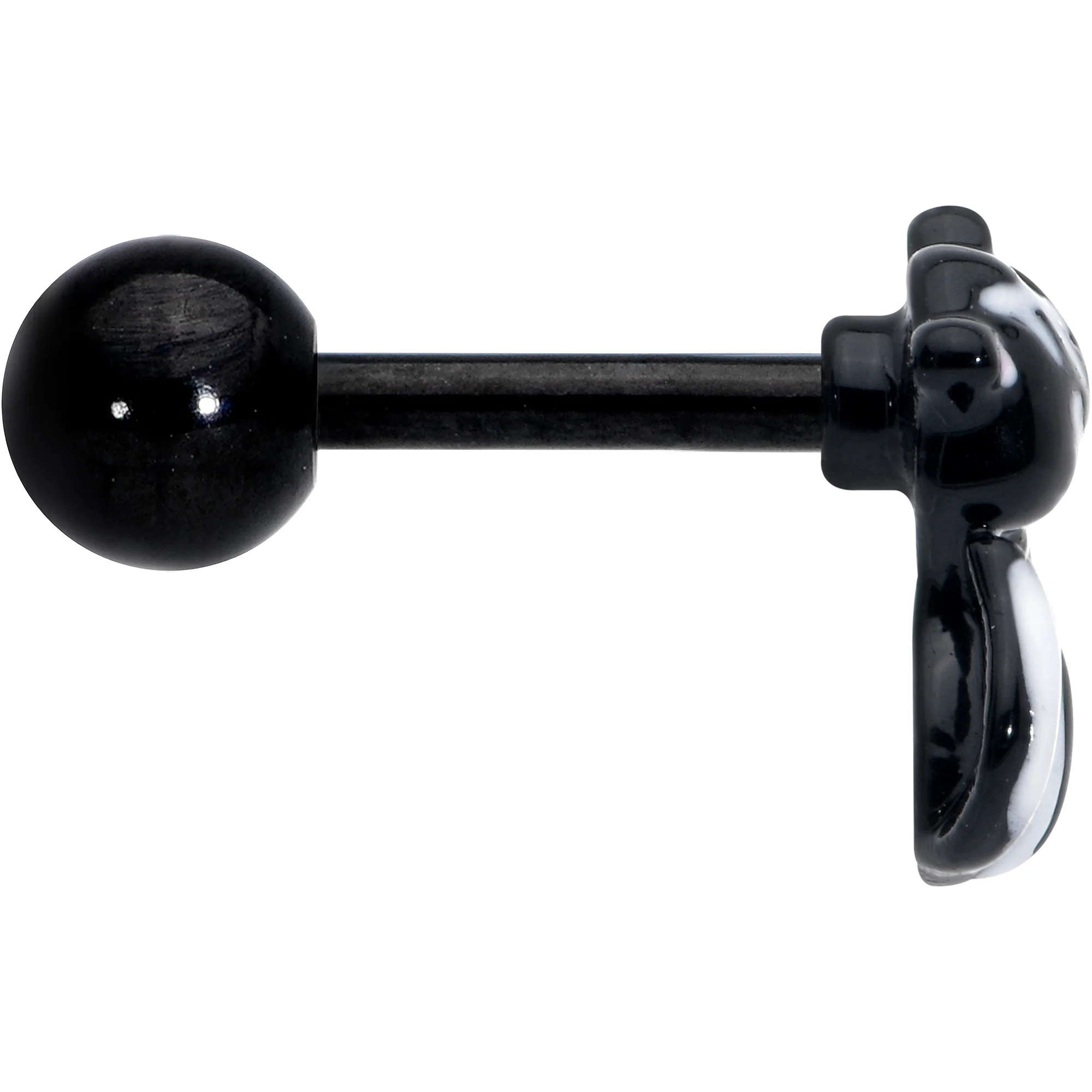 16G 1/4 Black Funky Skunk Cartilage Tragus Earring - Image 3