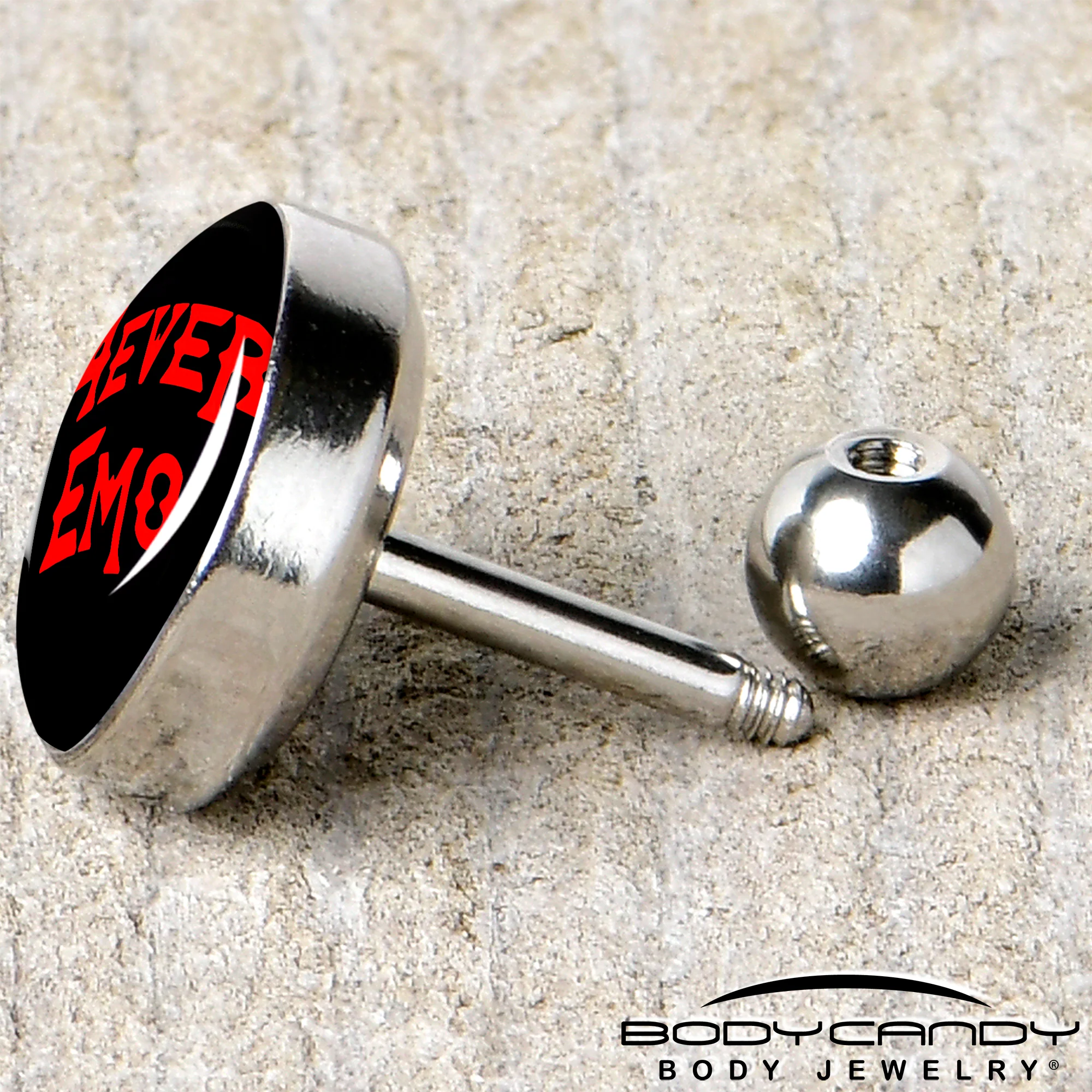 16G 1/4 Black Red 4 Ever Emo Tragus Cartilage Earring by Onyx O - Image 5