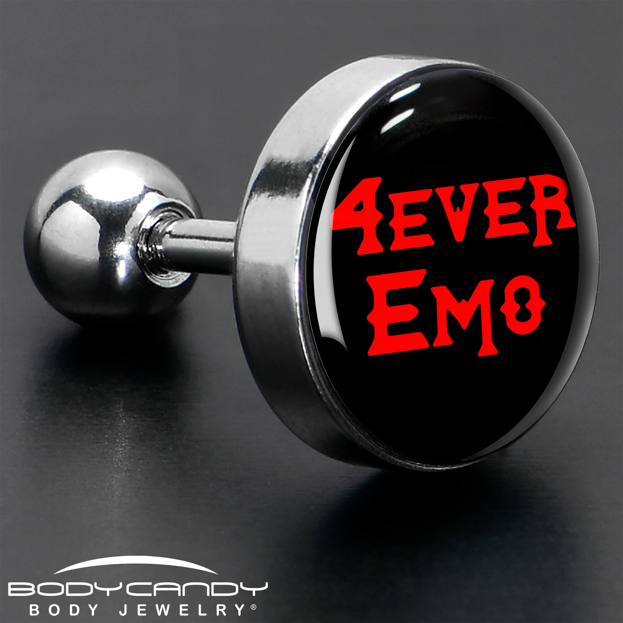 16G 1/4 Black Red 4 Ever Emo Tragus Cartilage Earring by Onyx O - Image 7