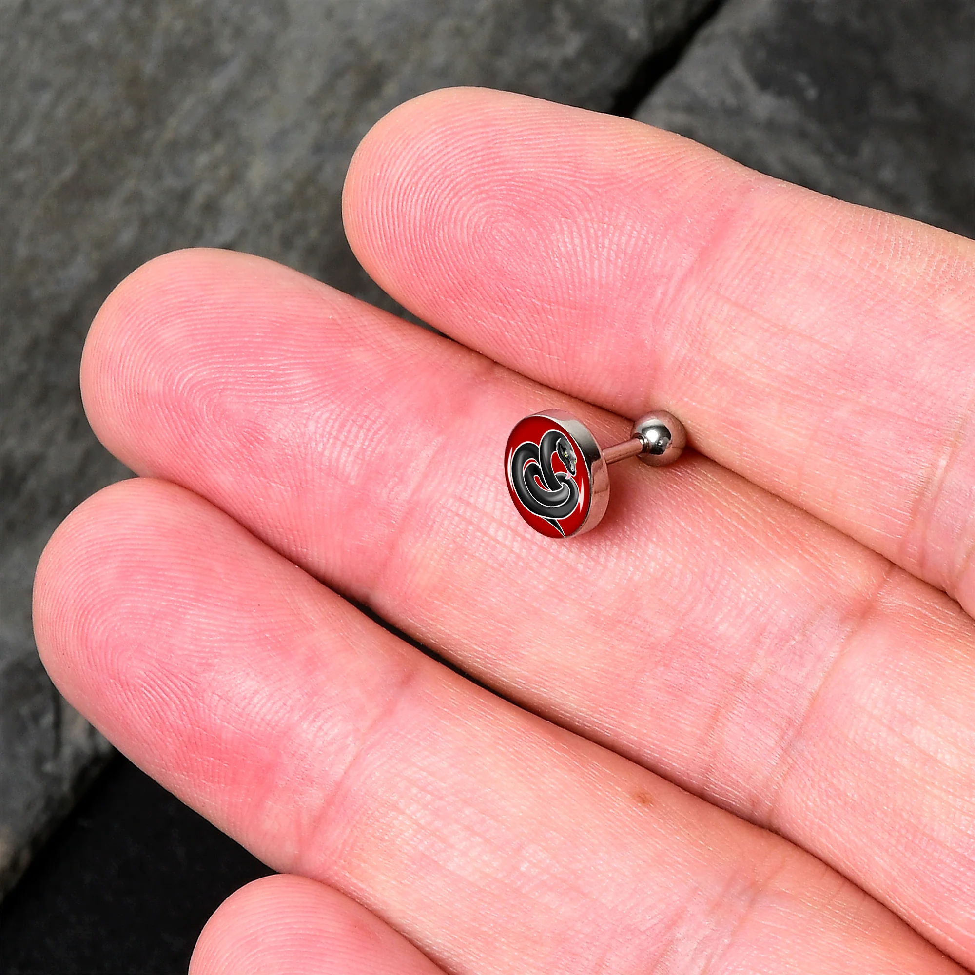 16G 1/4 Black Snake Cartilage Tragus Earring by Onyx O - Image 2