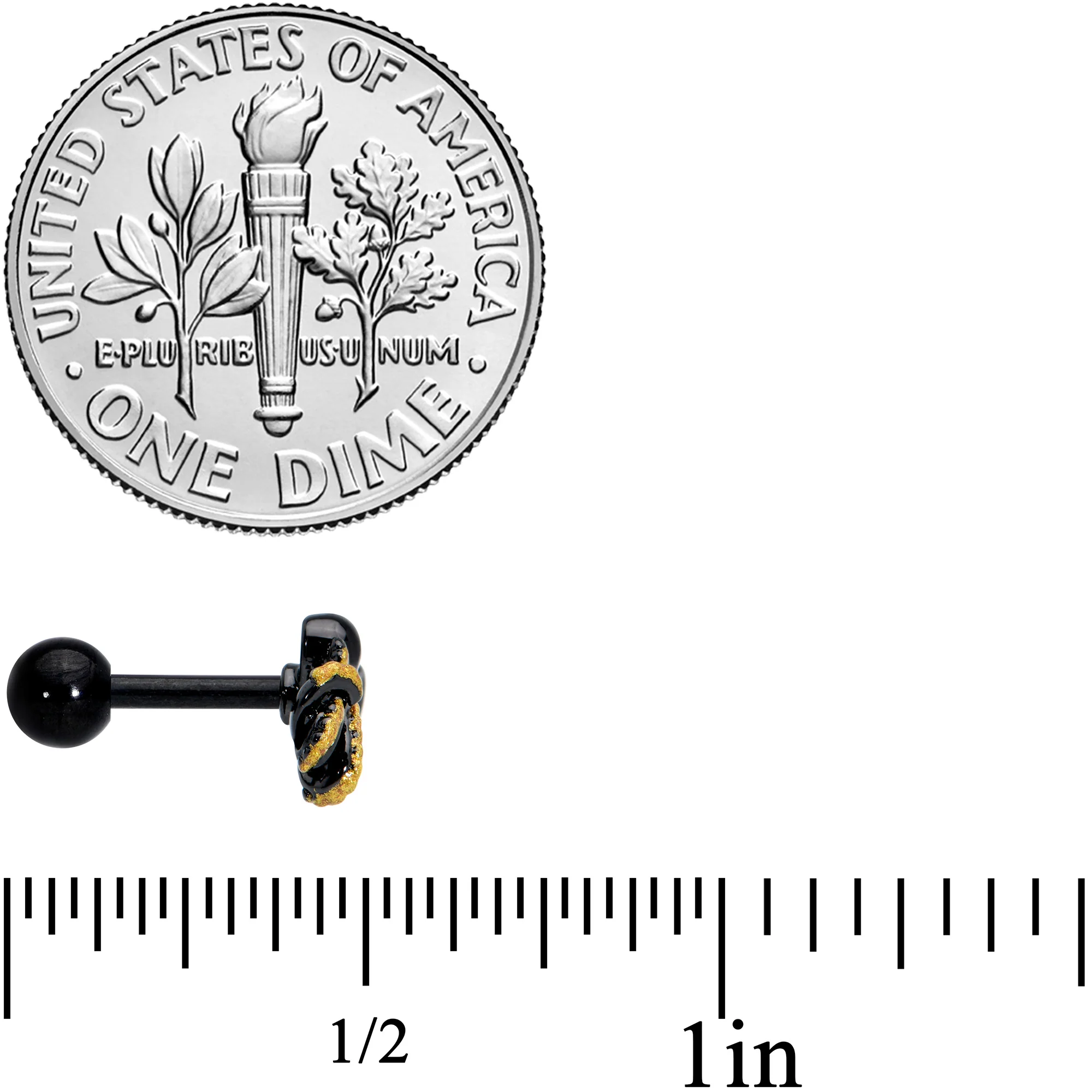 16G 1/4 Black Understated Octopus Cartilage Tragus Earring - Image 4