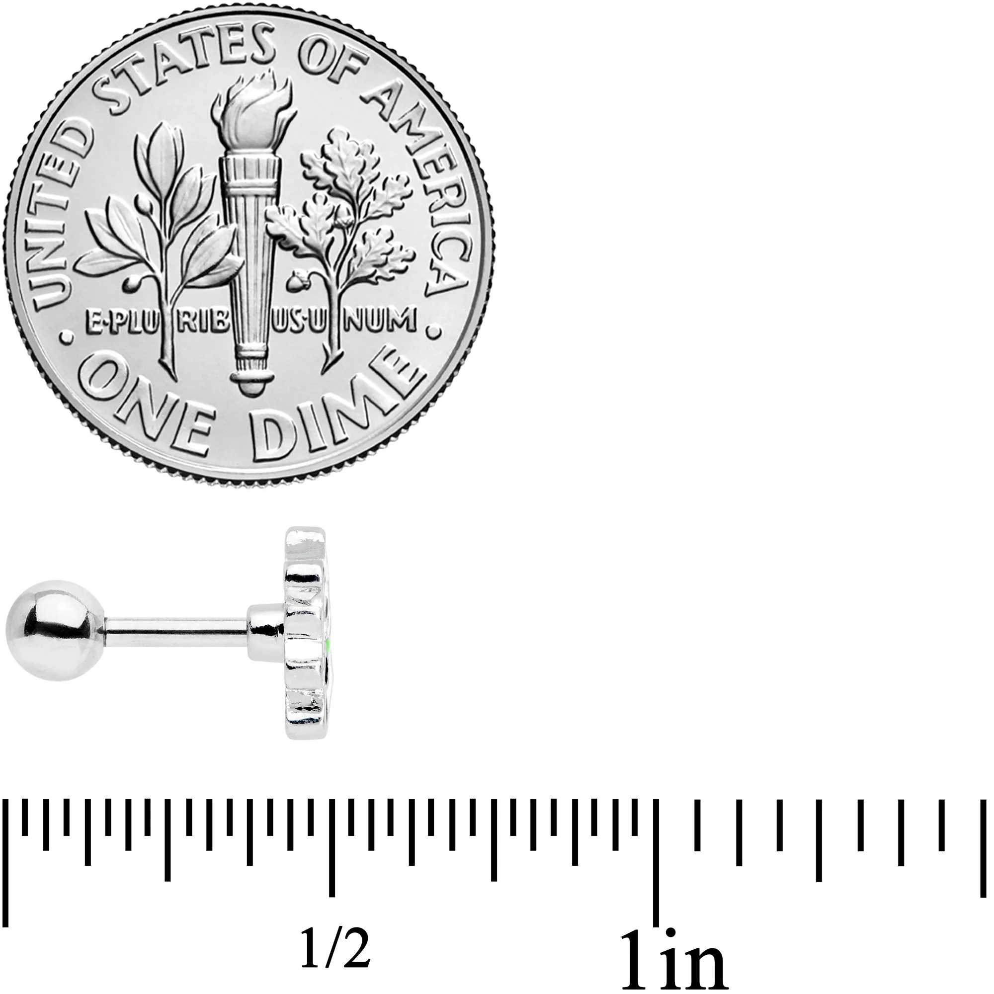 16G 1/4 Black White Hungry Panda Bear Cartilage Tragus Earring - Image 4