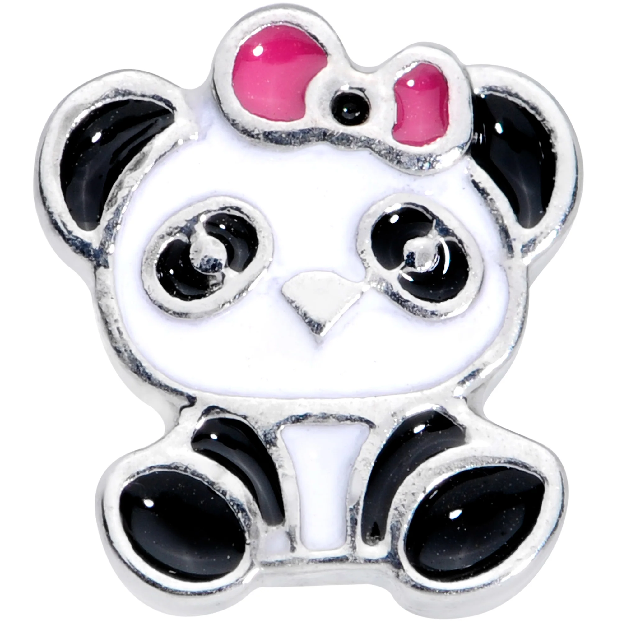 16G 1/4 Black White Panda Bear Cartilage Tragus Earring - Image 2