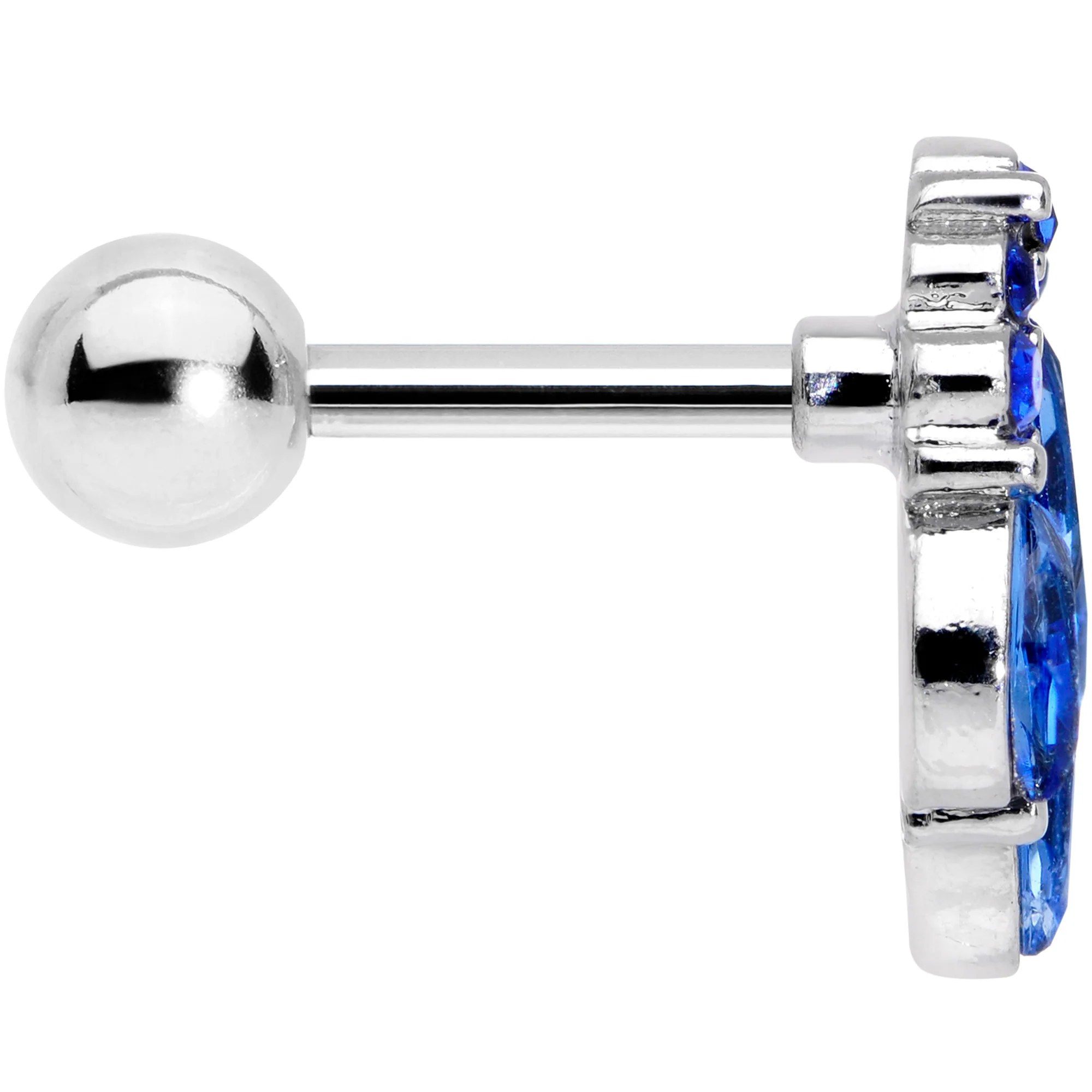 16G 1/4 Blue CZ Gem Fountain Cartilage Tragus Earring - Image 3