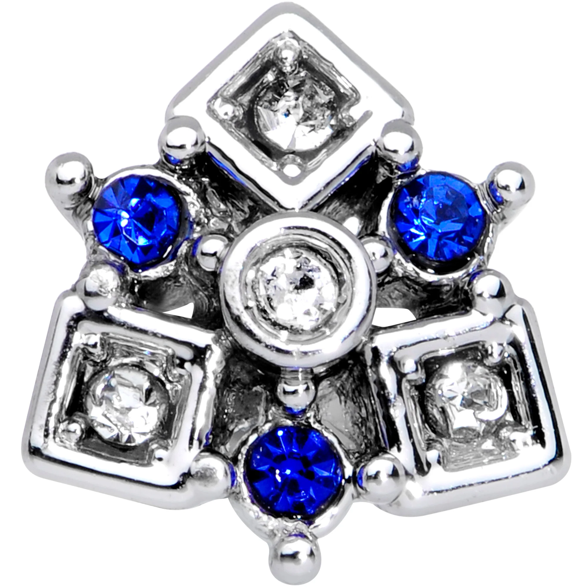 16G 1/4 Blue Gem Geometry Squares Circles Labret Monroe Tragus - Image 2
