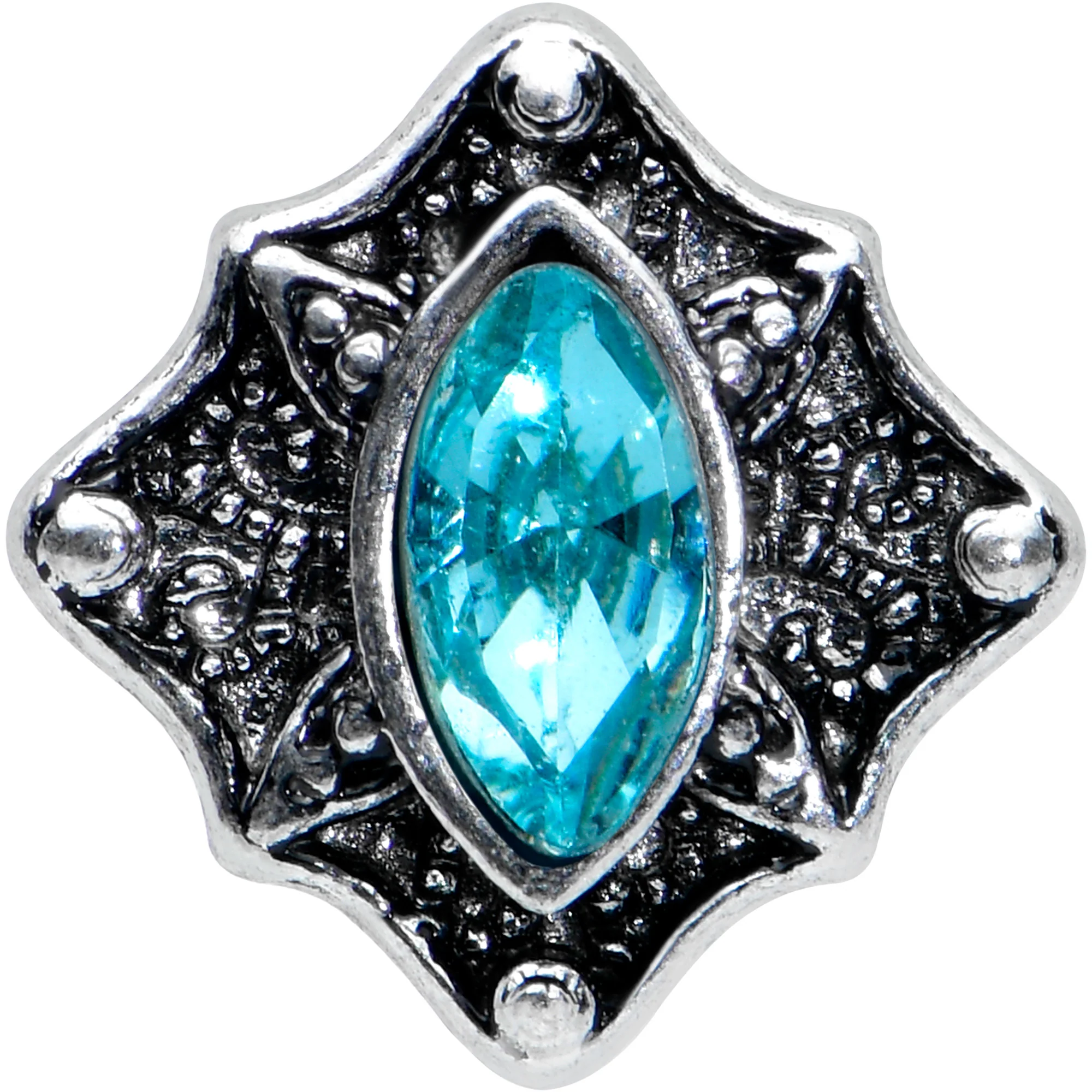16G 1/4 Blue Gem Rhombus Retro Cartilage Tragus Earring - Image 2