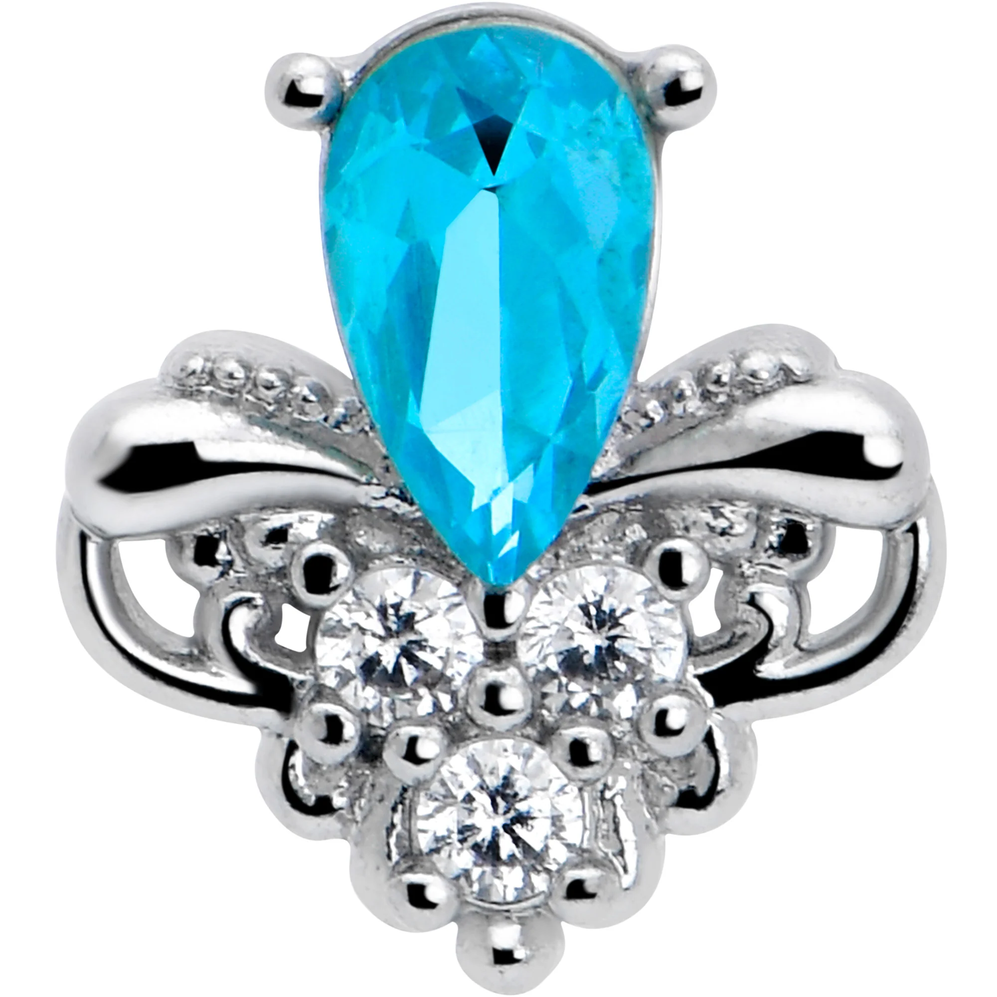 16G 1/4 Blue Gem Style Simplicity Cartilage Tragus Earring - Image 3