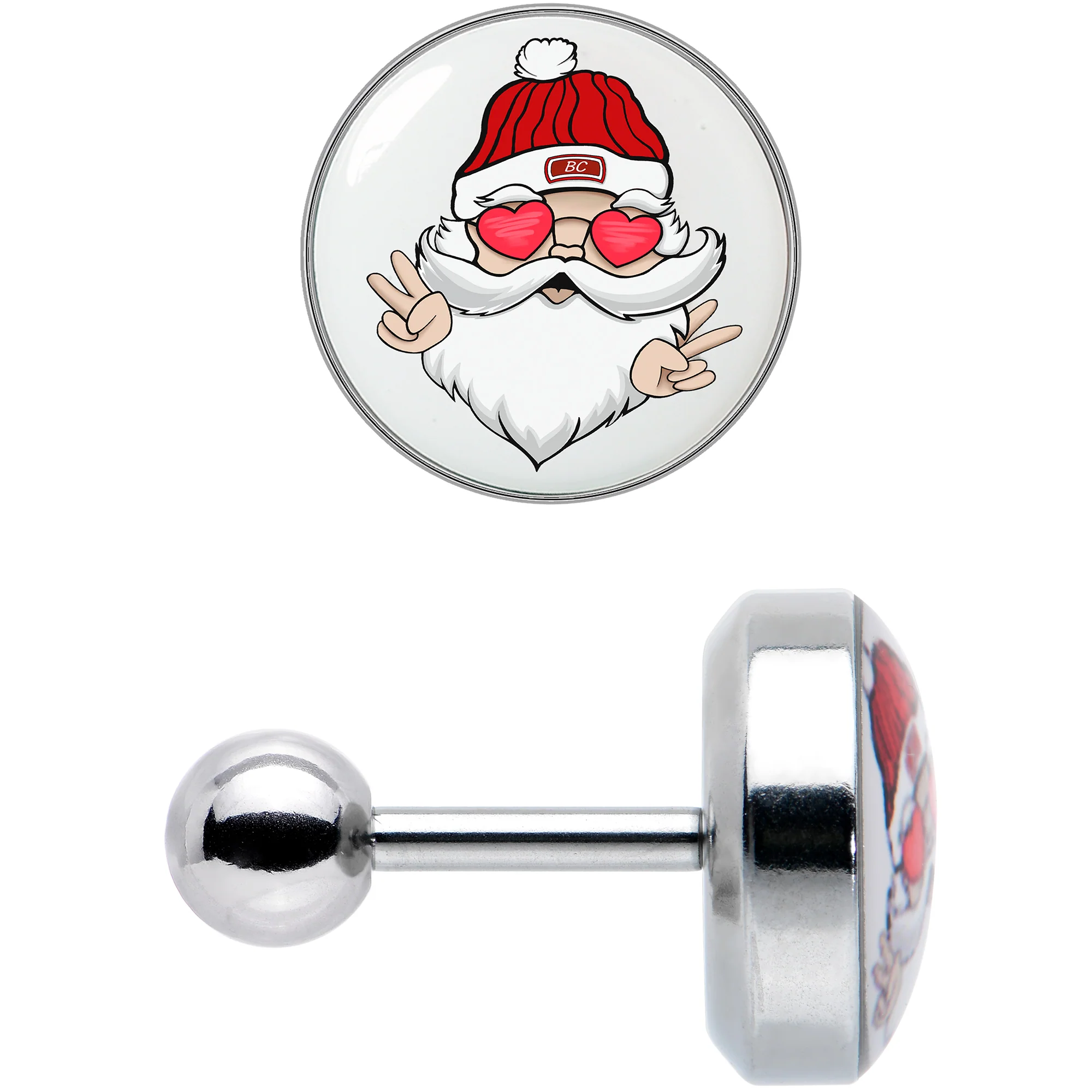16G 1/4 Christmas Peace Love Santa Tragus Cartilage Earring by Onyx O - Image 2