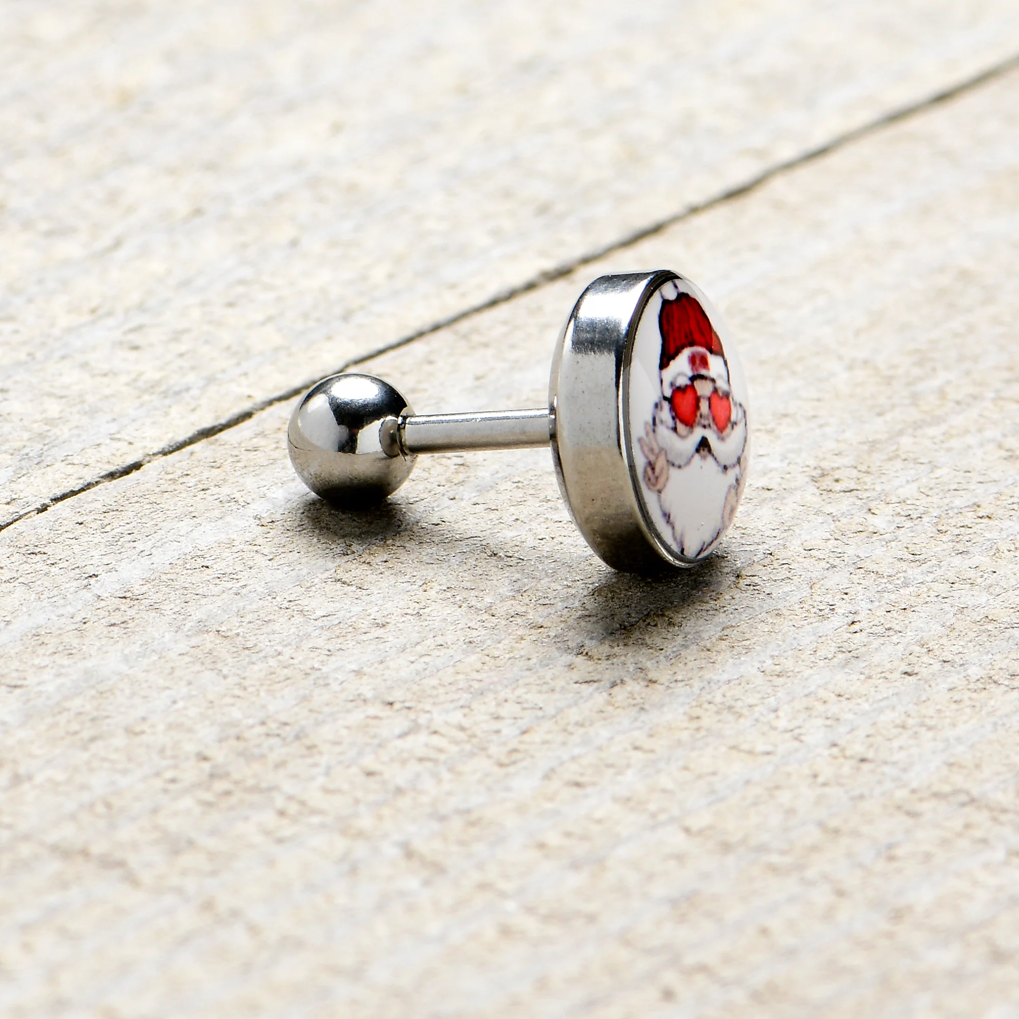 16G 1/4 Christmas Peace Love Santa Tragus Cartilage Earring by Onyx O - Image 6