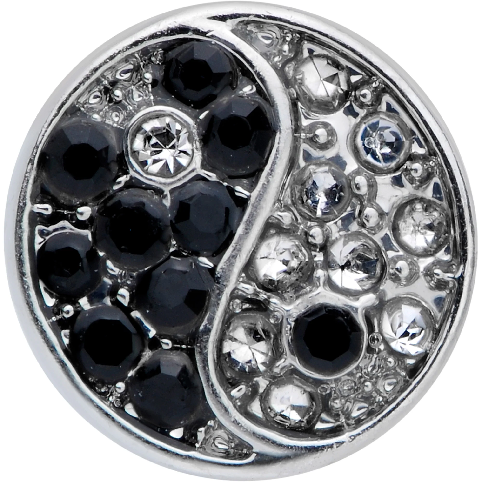 16G 1/4 Clear Black Gem Yin Yang Cartilage Tragus - Image 2