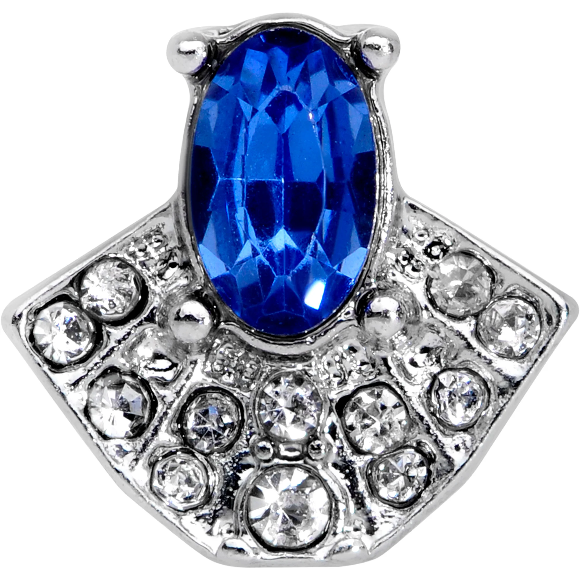 16G 1/4 Clear Blue Gem Art Deco Fan Cartilage Tragus Earring - Image 2