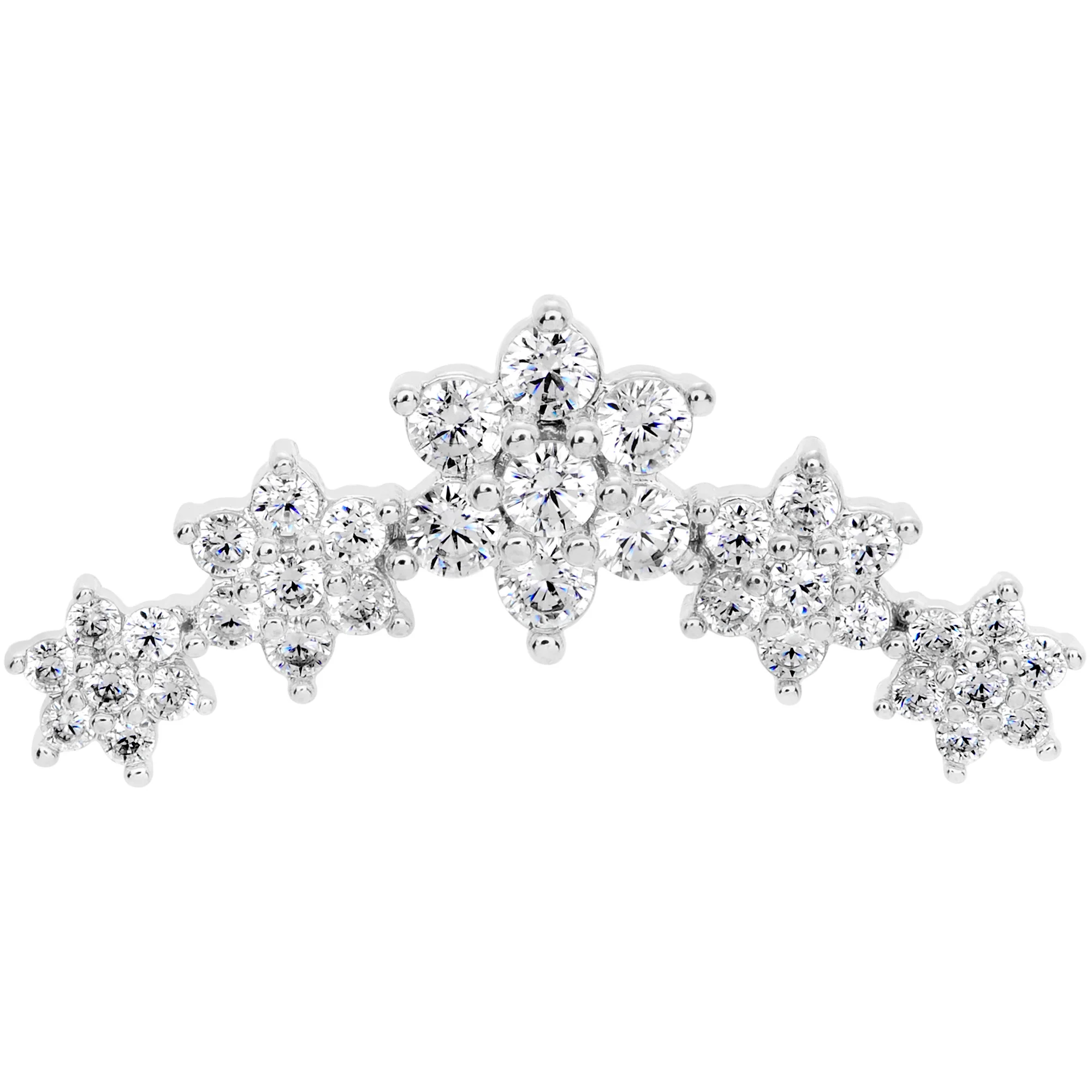 16G 1/4 Clear CZ Gem Floral Internally Threaded Labret - Image 2