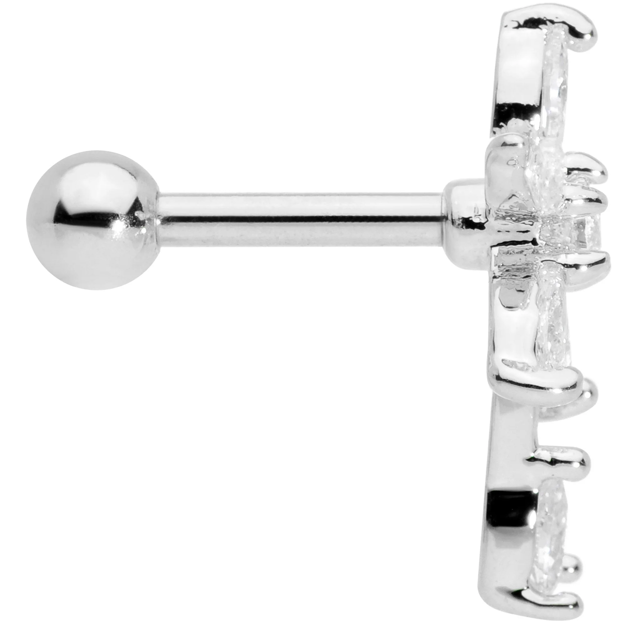 16G 1/4 Clear CZ Gem Flower Cartilage Tragus - Image 3