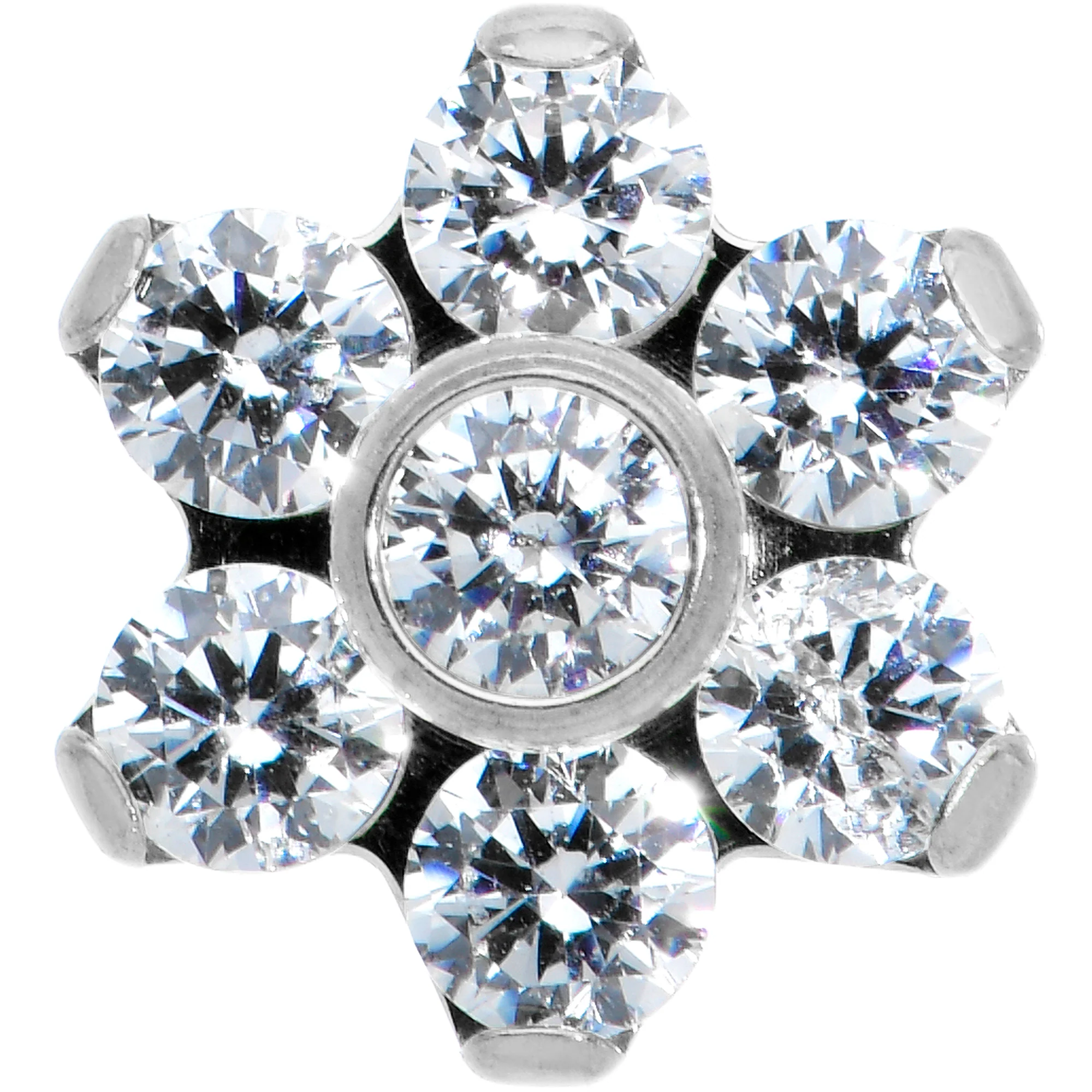 16G 1/4 Clear CZ Gem G23 Titanium Flower Labret Monroe Tragus - Image 2
