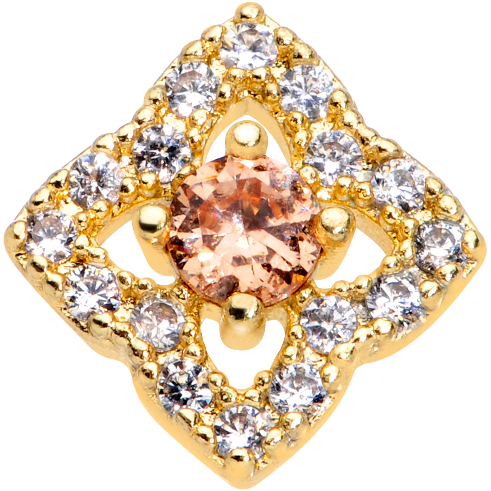 16G 1/4 Clear CZ Gem Gold Tone Rhombus Royale Cartilage Tragus - Image 2